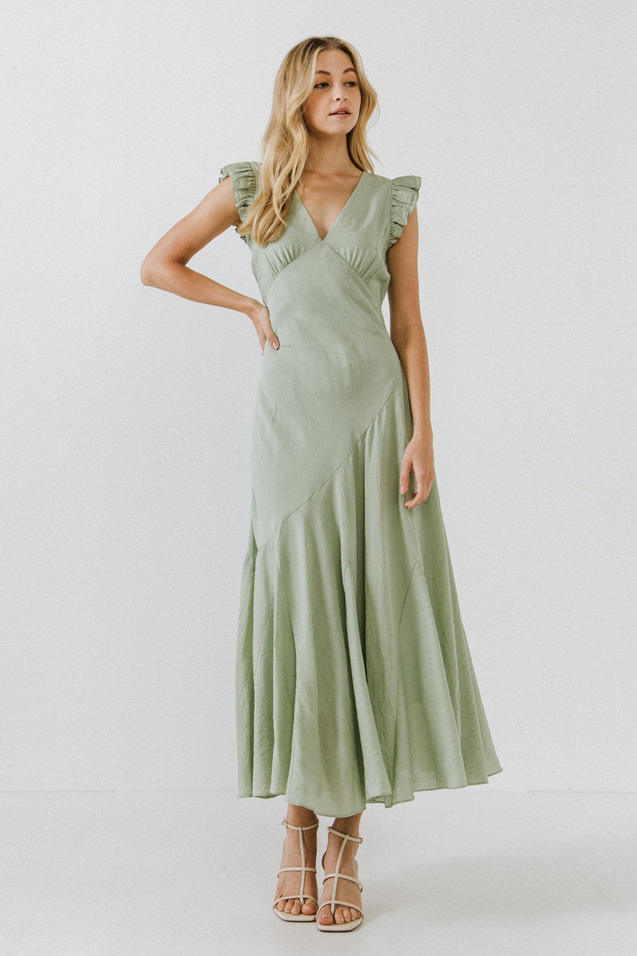 ENDLESS ROSE - Asymmetrical Ruffle Maxi Dress - DRESSES available at Objectrare