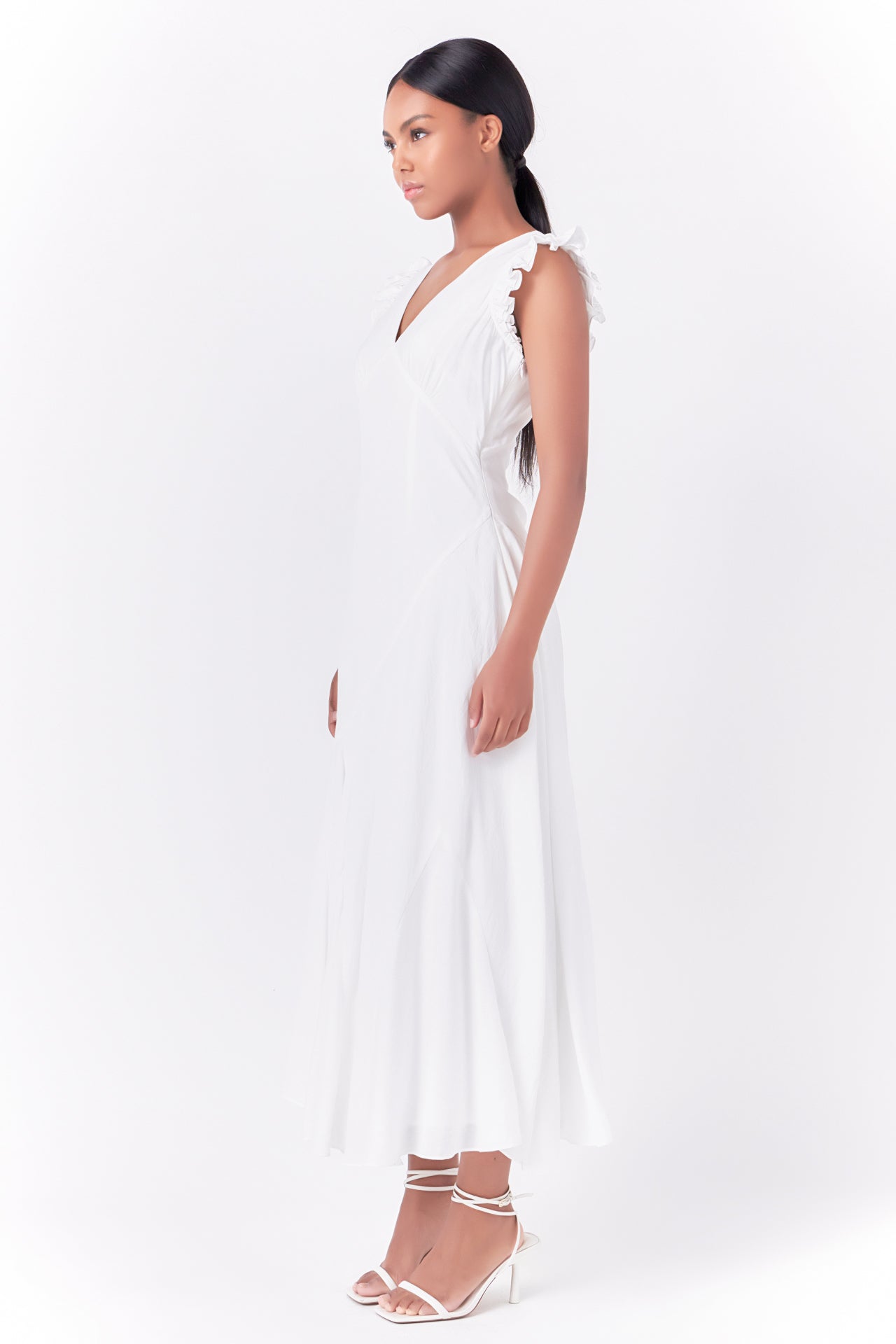 ENDLESS ROSE - Asymmetrical Ruffle Maxi Dress - DRESSES available at Objectrare