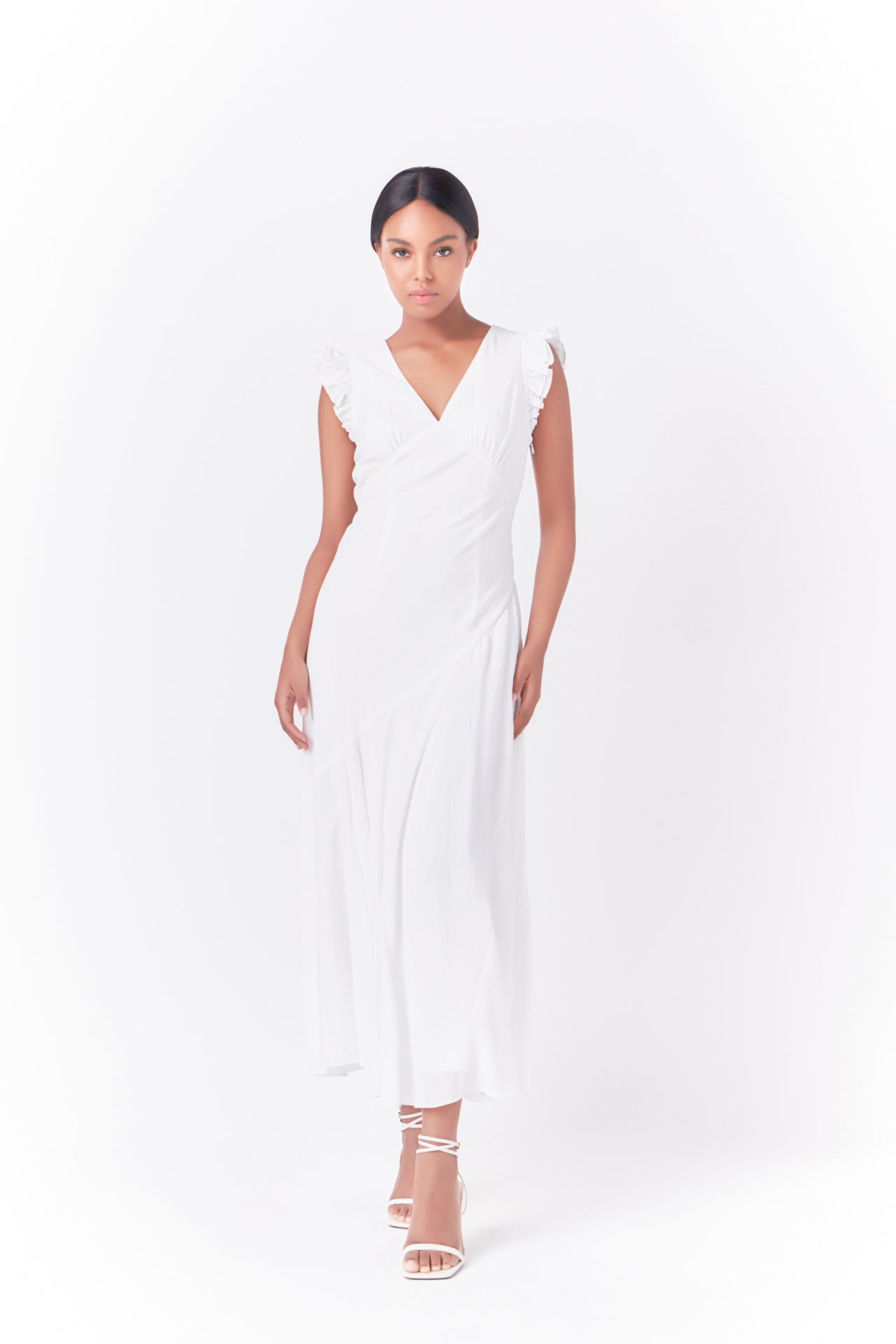 ENDLESS ROSE - Asymmetrical Ruffle Maxi Dress - DRESSES available at Objectrare