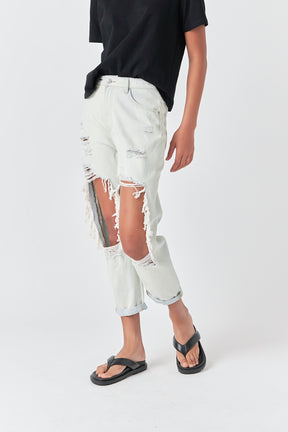 GREY LAB - Highly Distressed Jeans - JEANS available at Objectrare