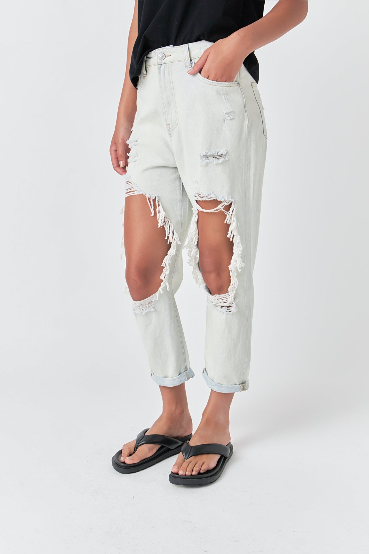 GREY LAB - Highly Distressed Jeans - JEANS available at Objectrare