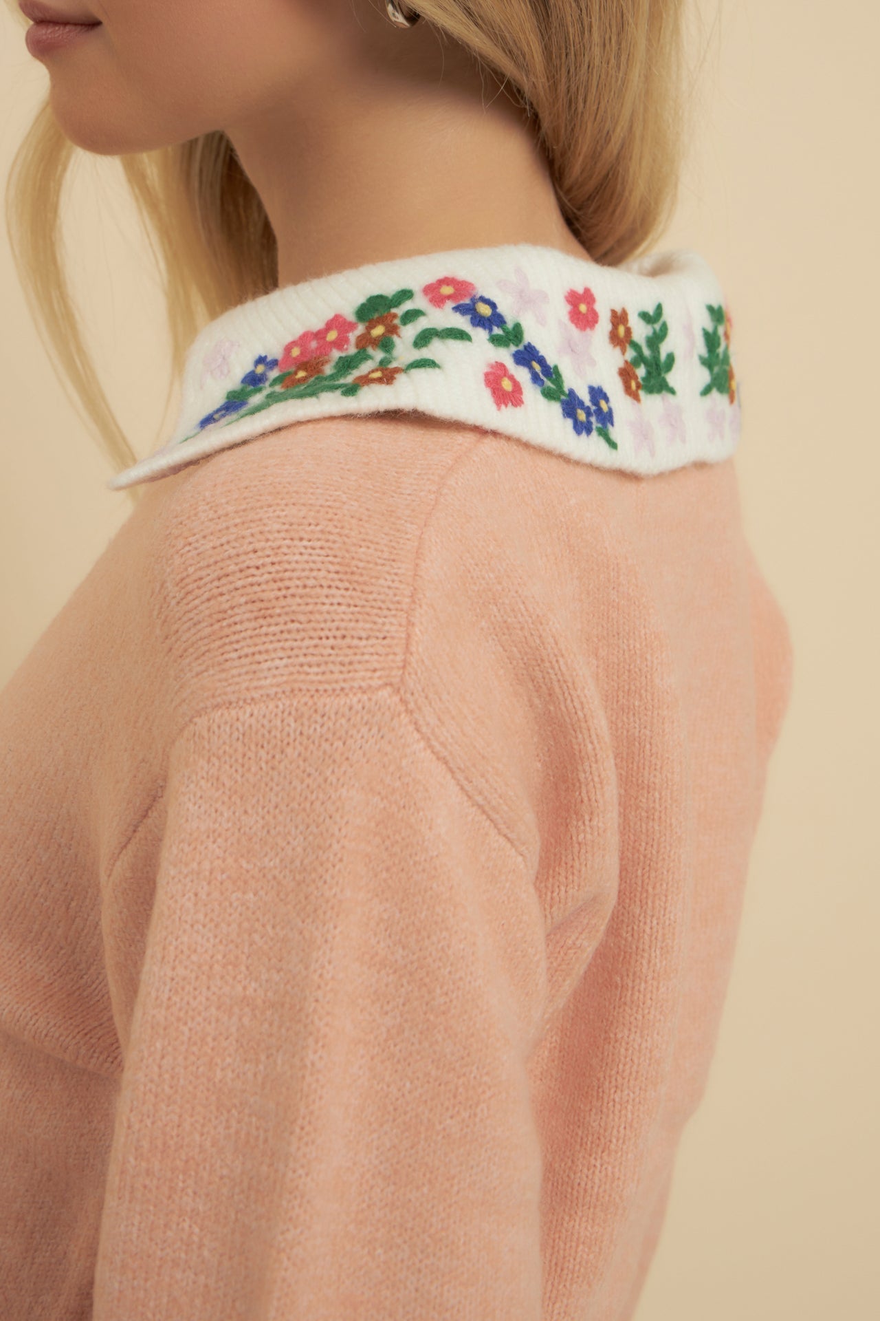 ENGLISH FACTORY - Floral Handmade Embroidery V-Neck Sweater - SWEATERS & KNITS available at Objectrare