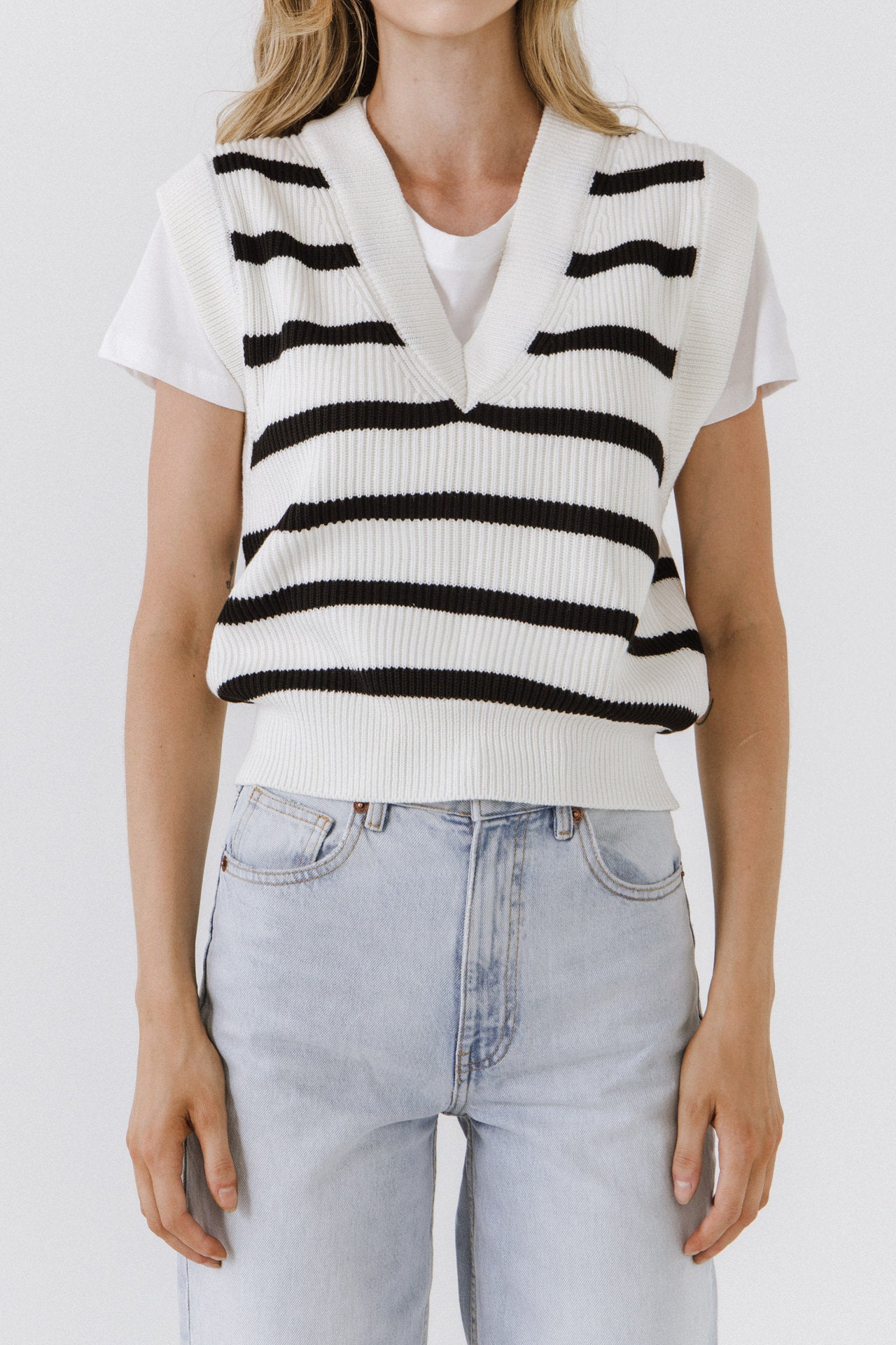 ENGLISH FACTORY - Stripe Knit Vest - SWEATERS & KNITS available at Objectrare