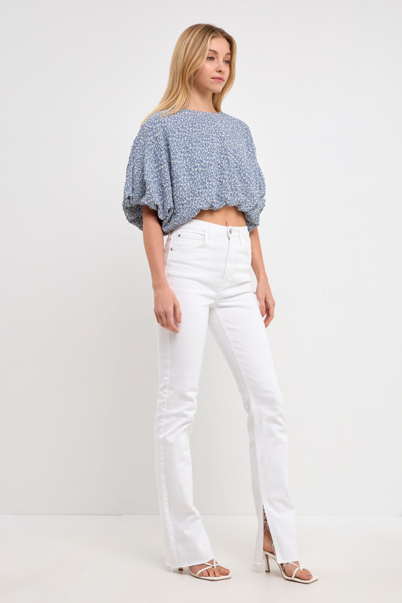 ENGLISH FACTORY - Women Woven Cropped Puff Blouse - TOPS available at Objectrare