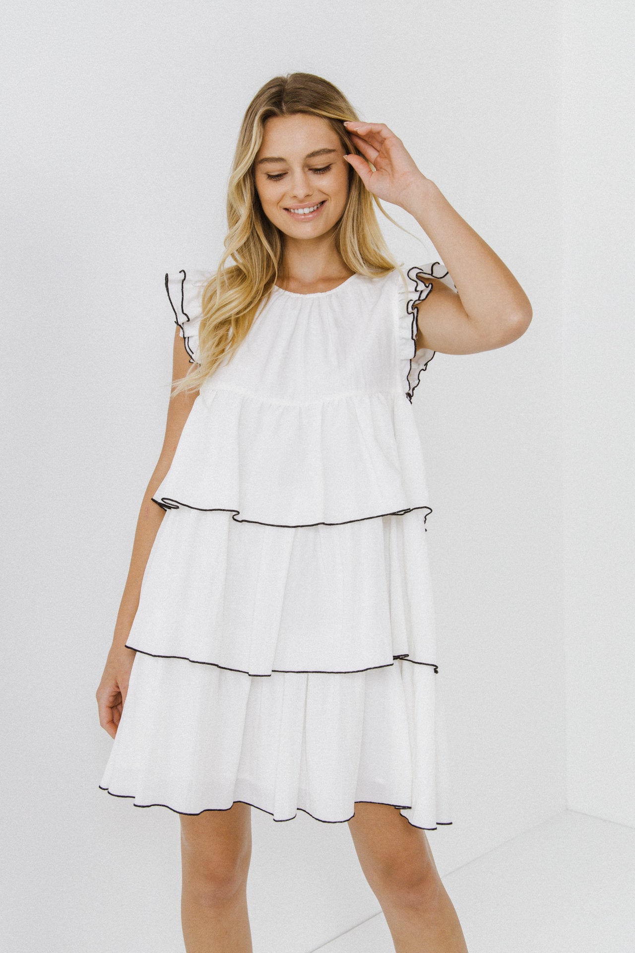 Contrast Detail Babydoll Dress