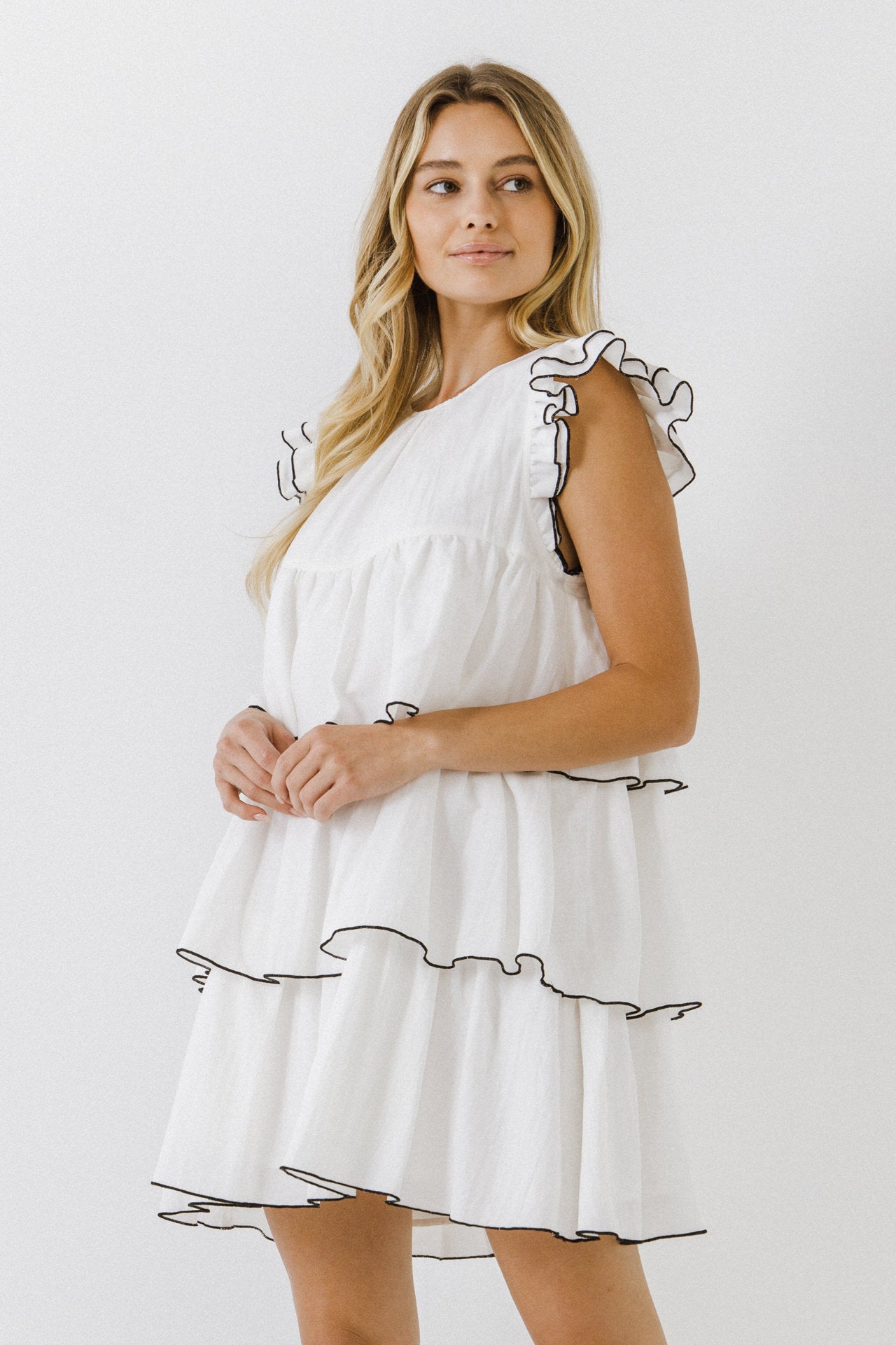 Contrast Detail Babydoll Dress