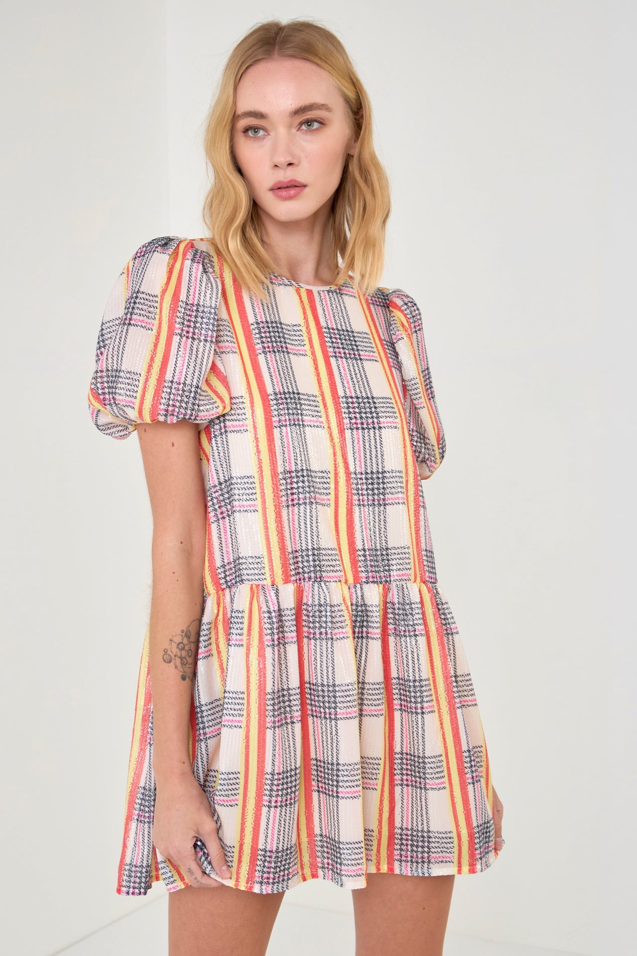 Sequins Check Mini Dress