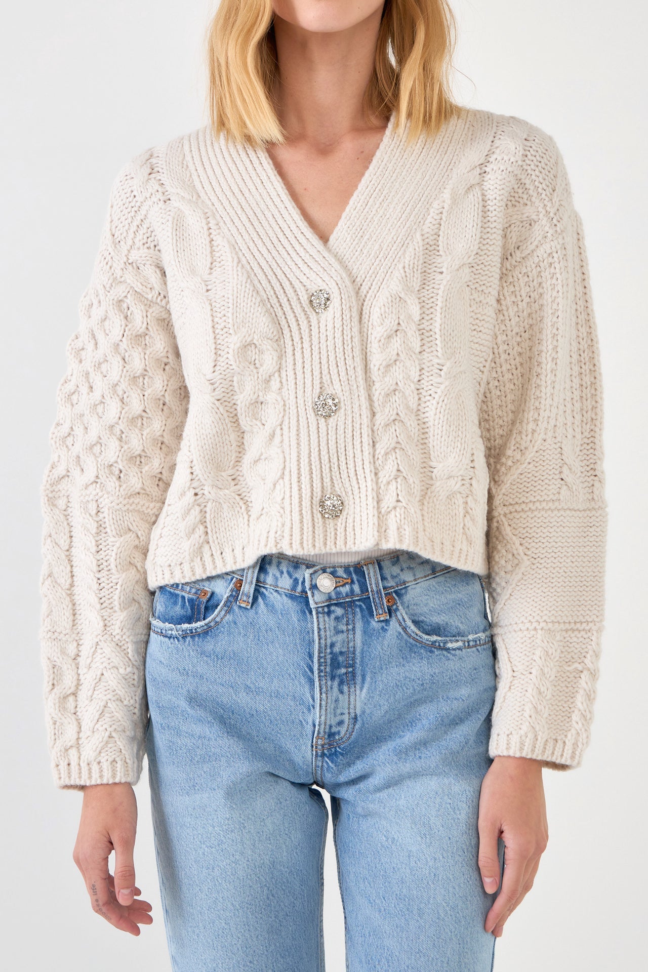 ENDLESS ROSE - Jewel Button Cardigan - SWEATERS & KNITS available at Objectrare