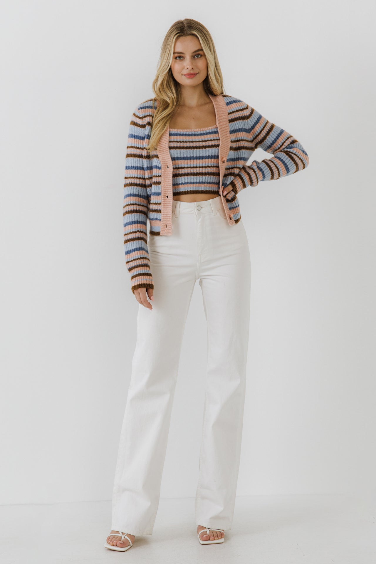 ENGLISH FACTORY - Knit Stripe Cardigan - SWEATERS & KNITS available at Objectrare