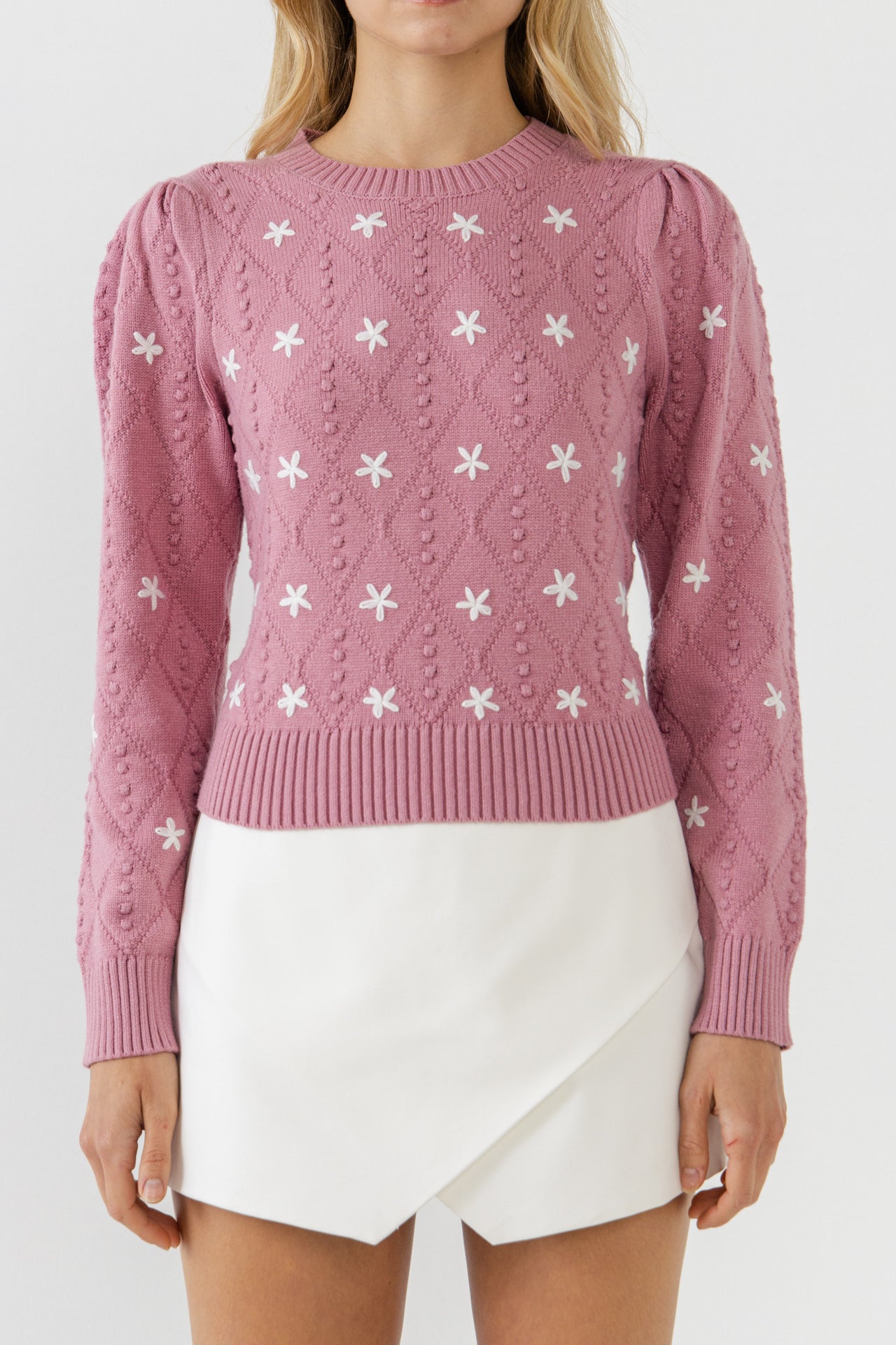 ENGLISH FACTORY - Floral Handmade Embroidery Long Sleeve Sweater - SWEATERS & KNITS available at Objectrare