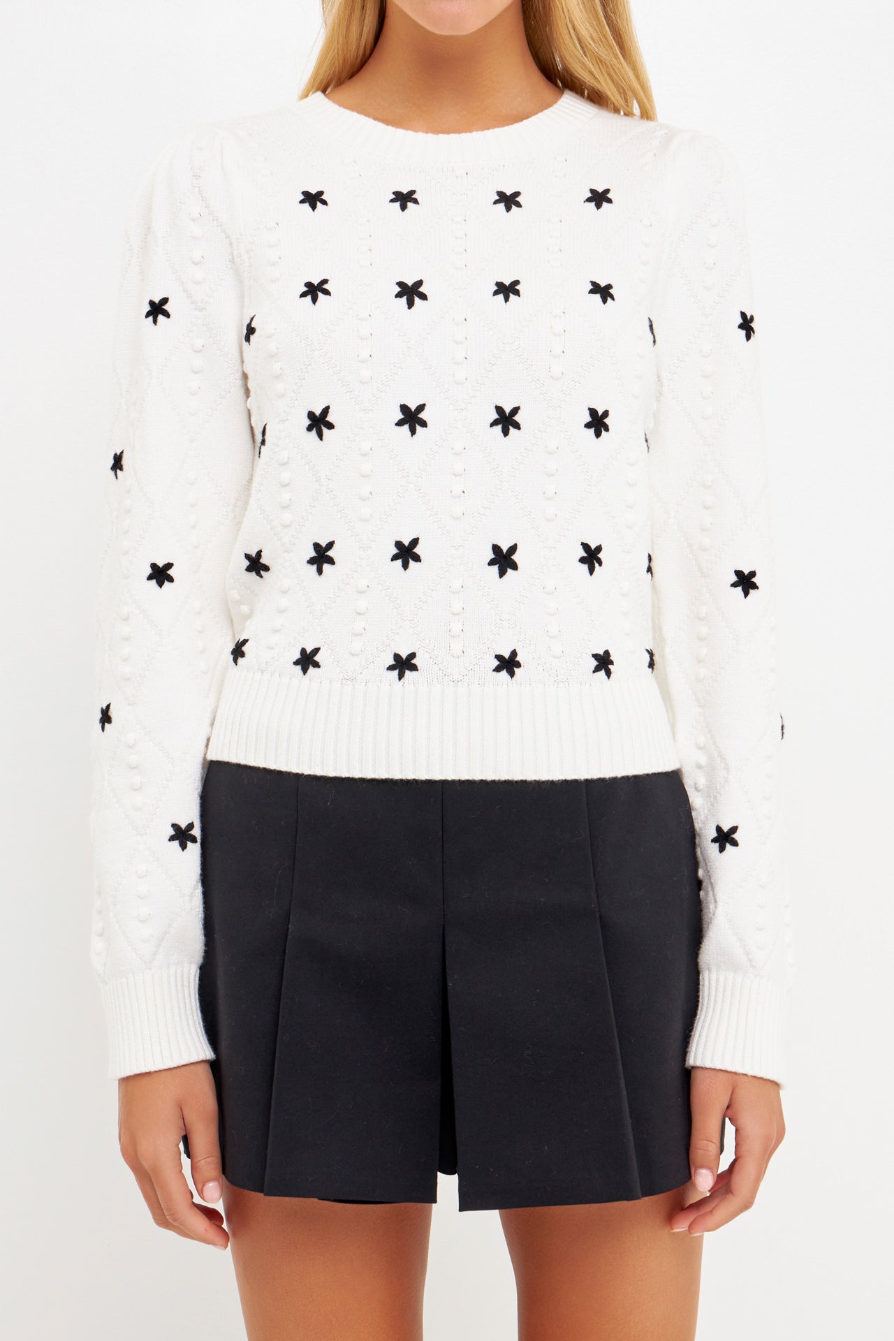 ENGLISH FACTORY - Floral Handmade Embroidery Long Sleeve Sweater - SWEATERS & KNITS available at Objectrare