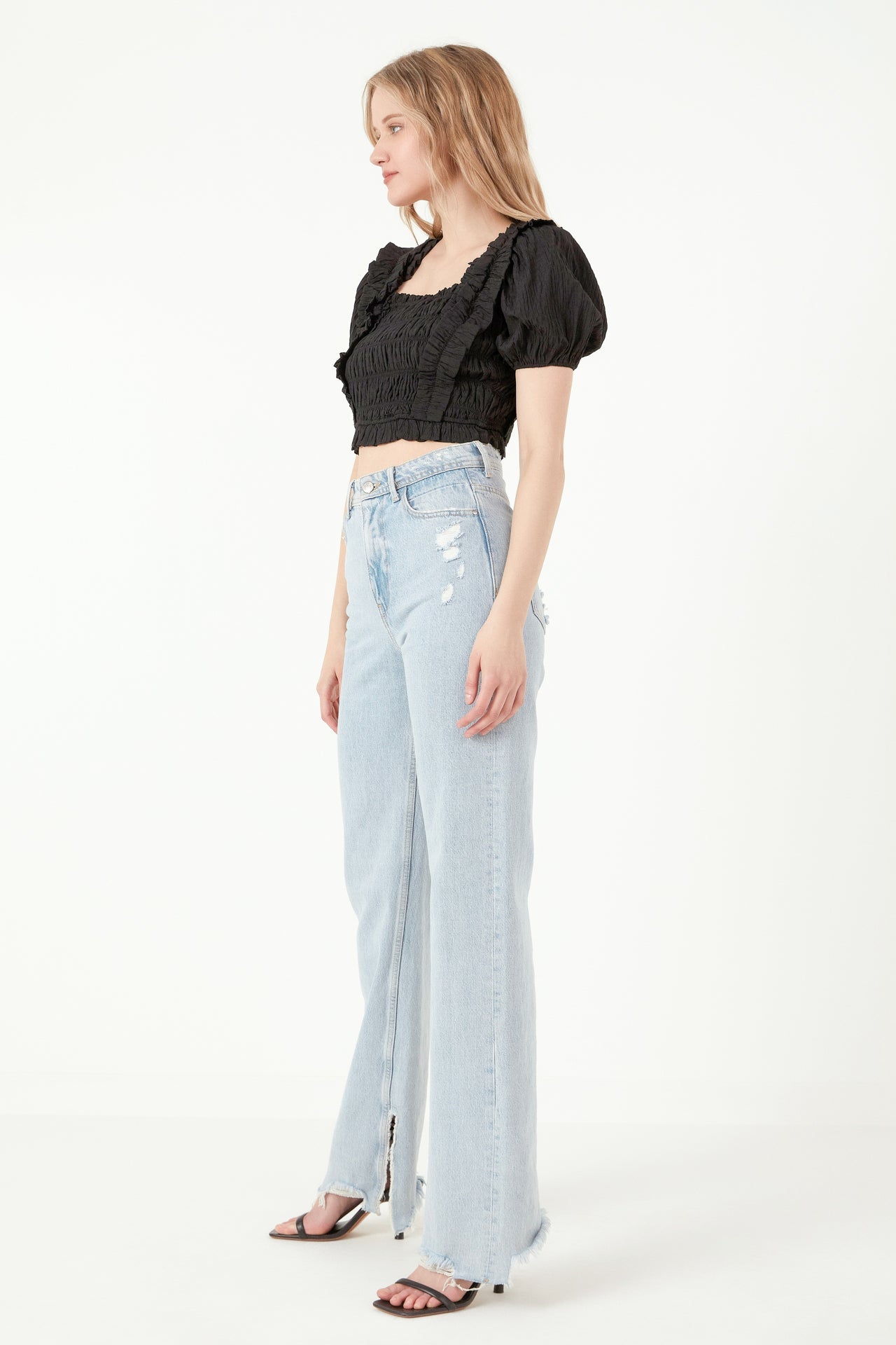 FREE THE ROSES - Smocked Cropped Top - TOPS available at Objectrare
