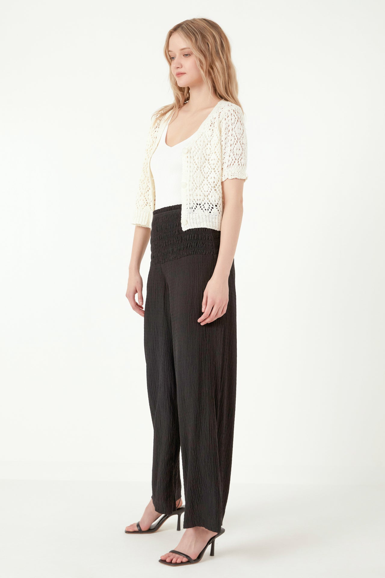 FREE THE ROSES - Smocked Detail Pants - PANTS available at Objectrare