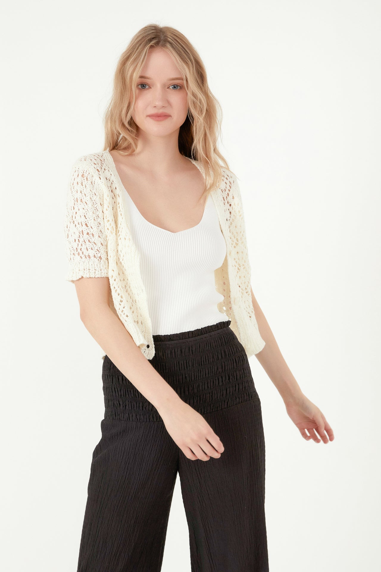 FREE THE ROSES - Smocked Detail Pants - PANTS available at Objectrare