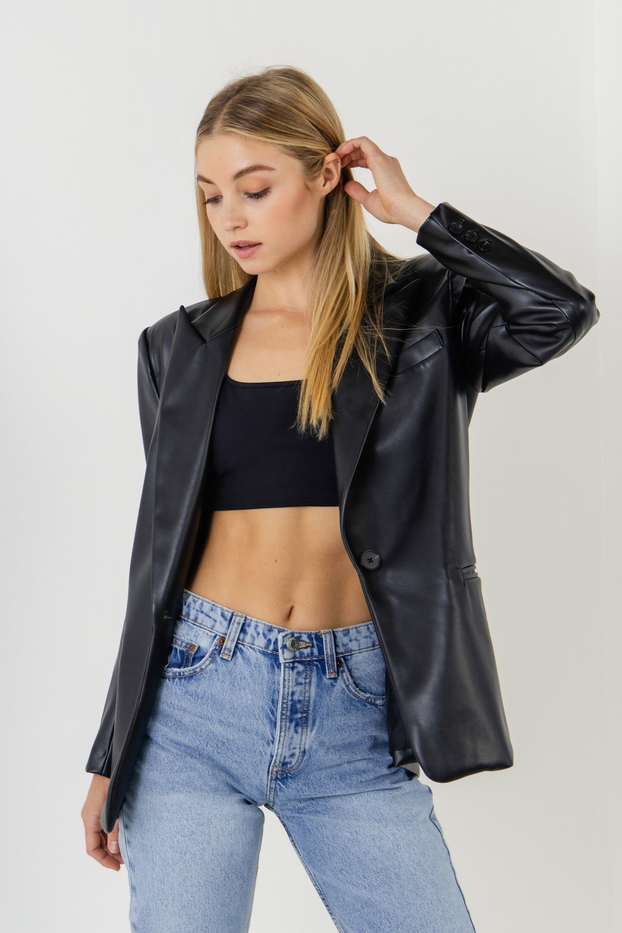 ENDLESS ROSE - Pu Oversized Blazer - BLAZERS available at Objectrare