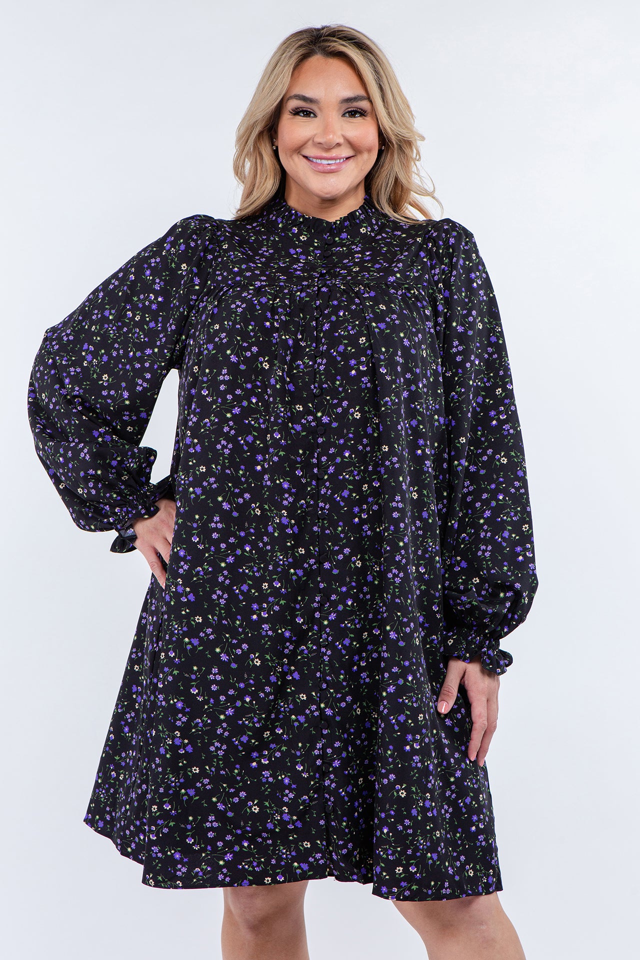 ENGLISH FACTORY - Floral Button Detail Mini Dress - DRESSES available at Objectrare