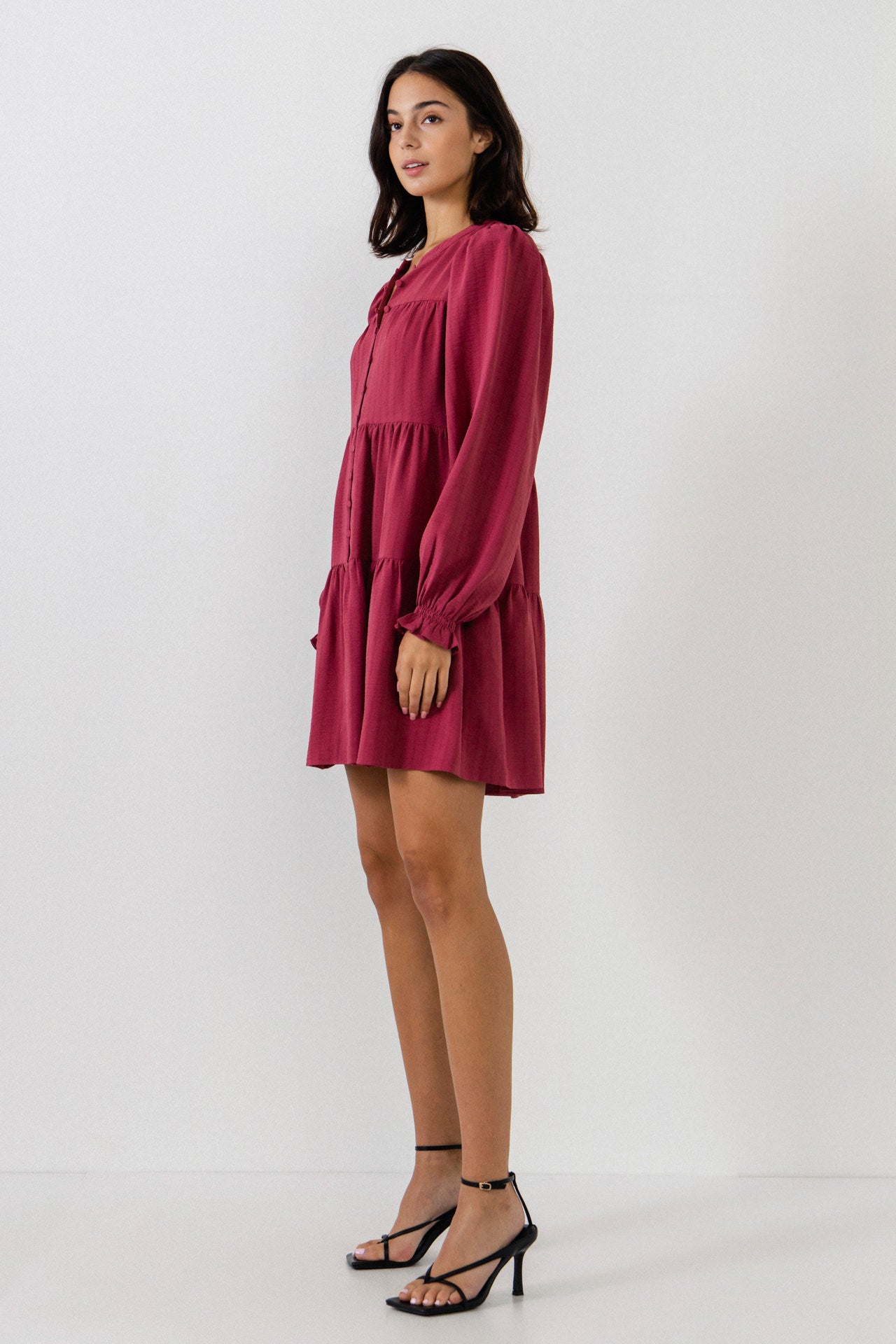 FREE THE ROSES - Texture Tiered Mini Dress - DRESSES available at Objectrare