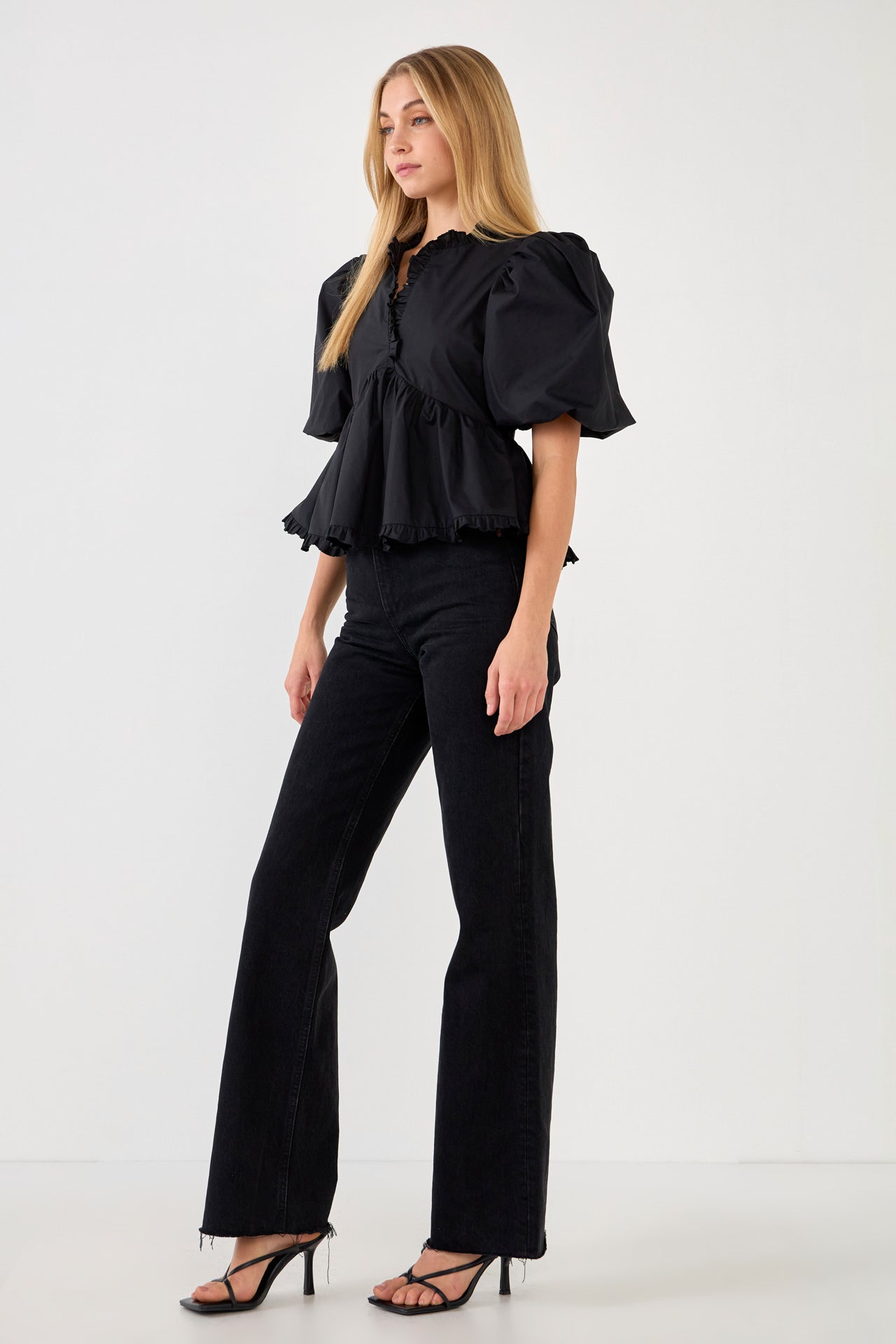 Puff Sleeve Peplum Top