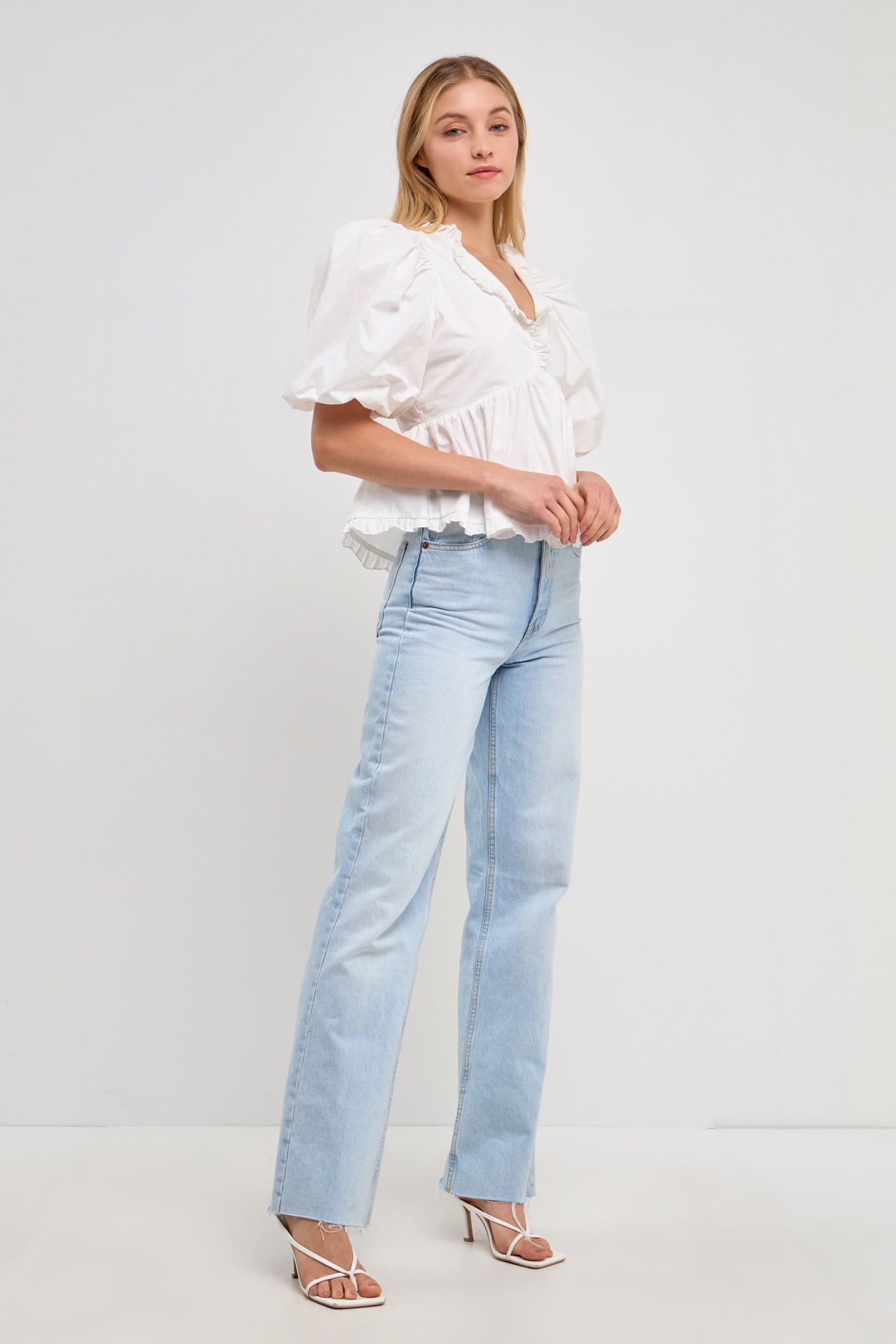 Puff Sleeve Peplum Top