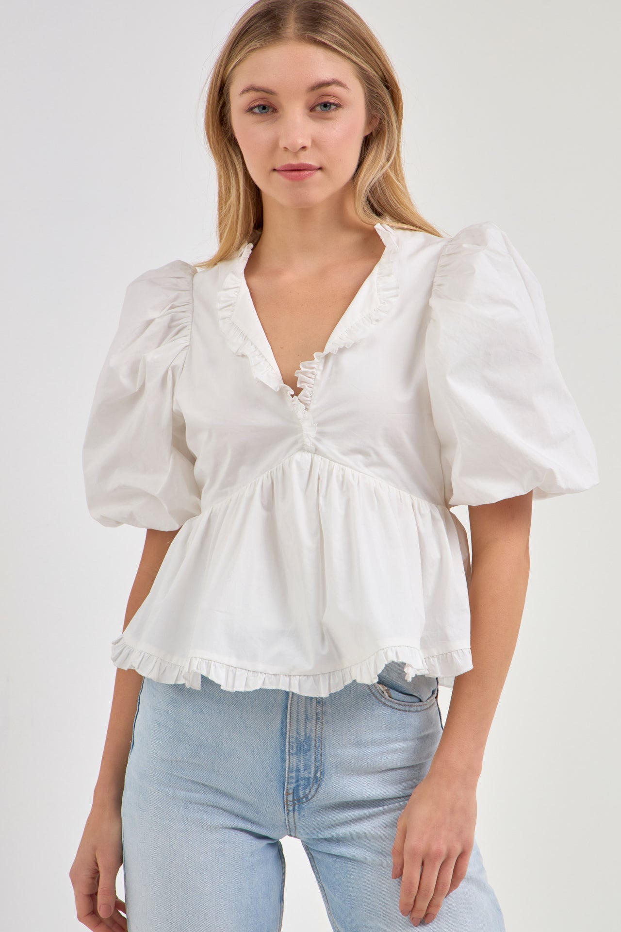 Puff Sleeve Peplum Top