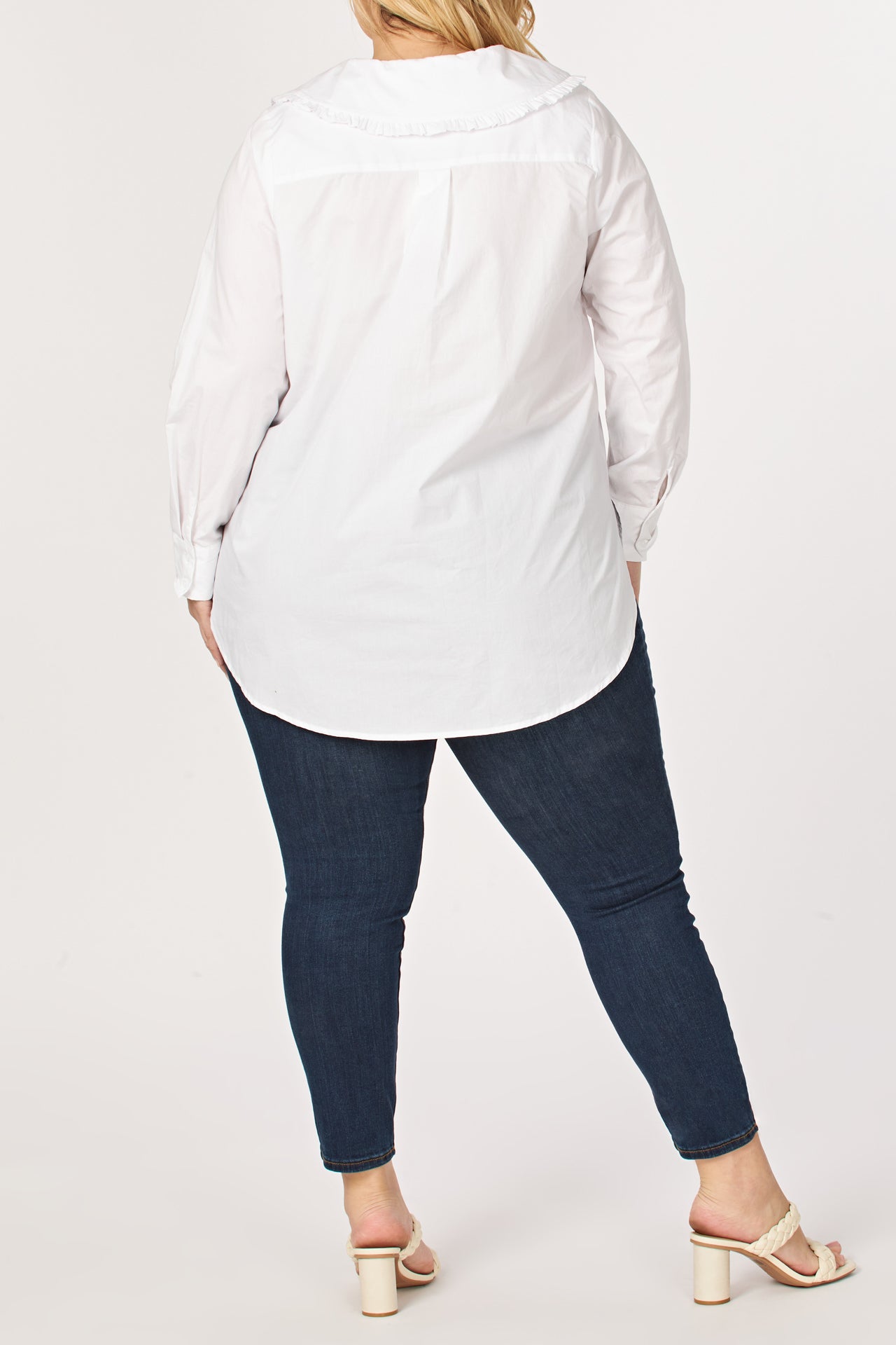 Plus Size Ruffled detail Collar Shirt
