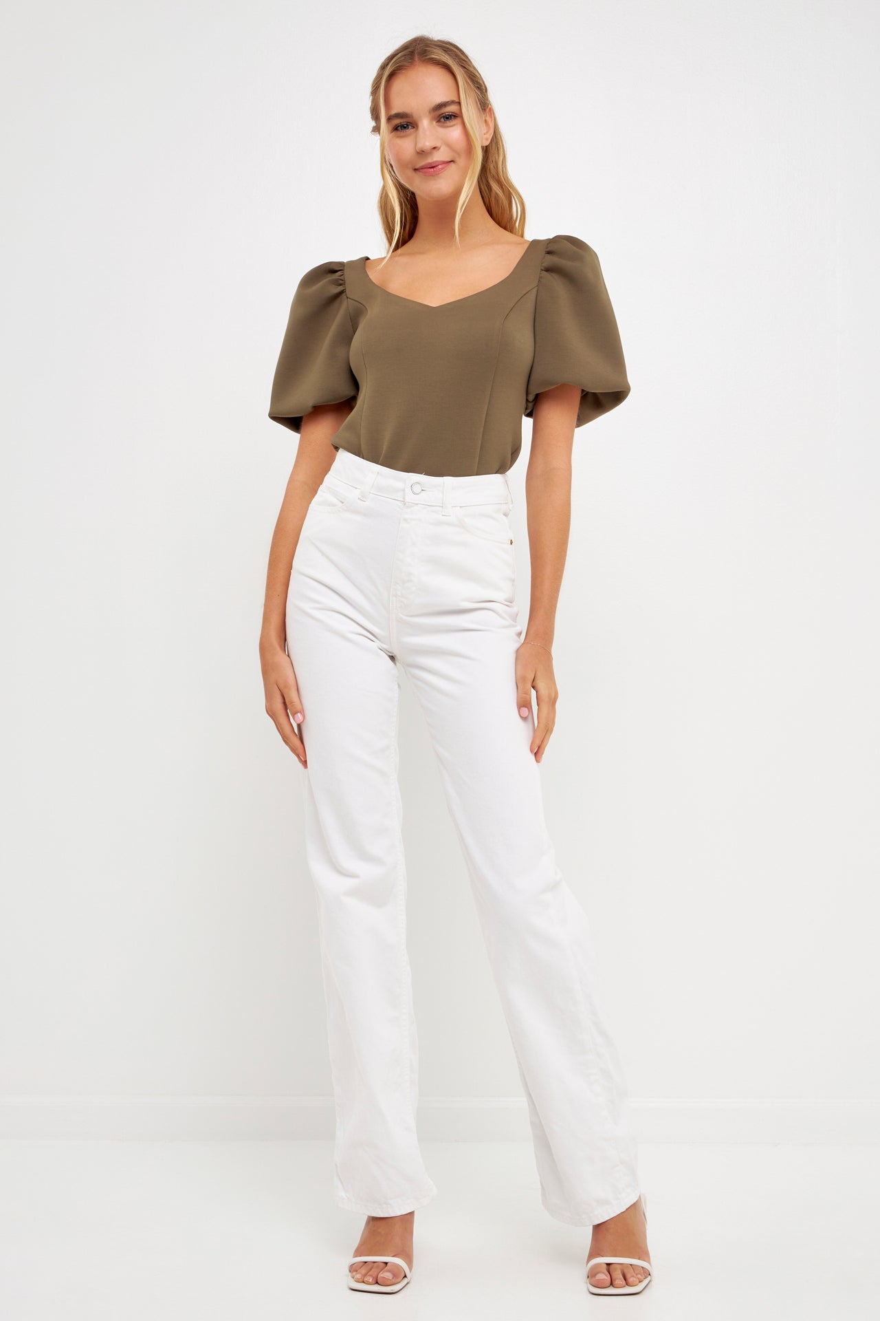 ENGLISH FACTORY - Scuba Puff Sleeve Top - TOPS available at Objectrare