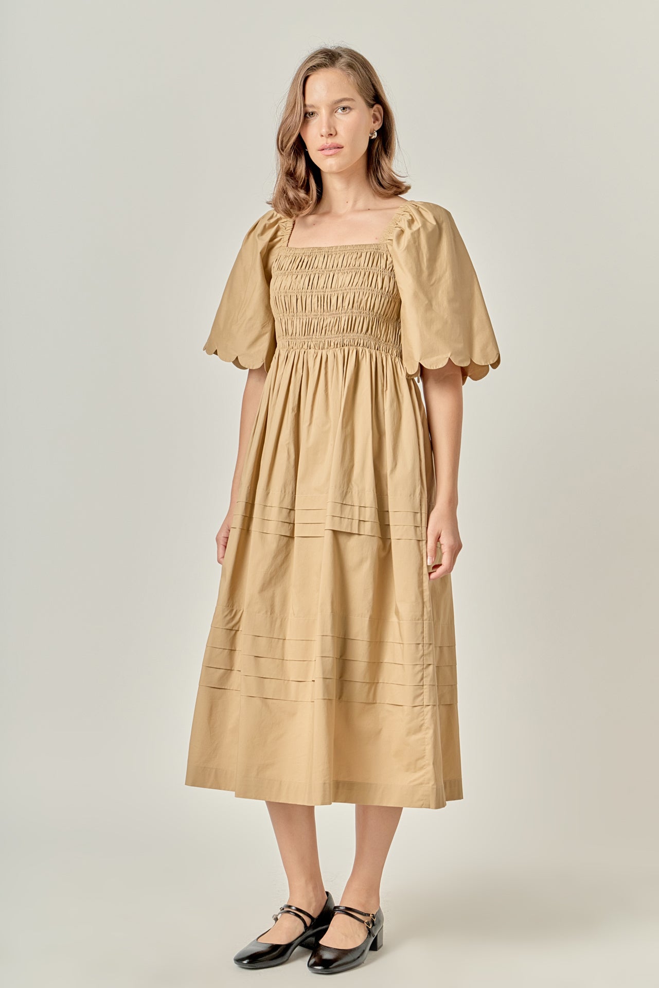 ENGLISH FACTORY - Scallop Detail Midi Dress - DRESSES available at Objectrare