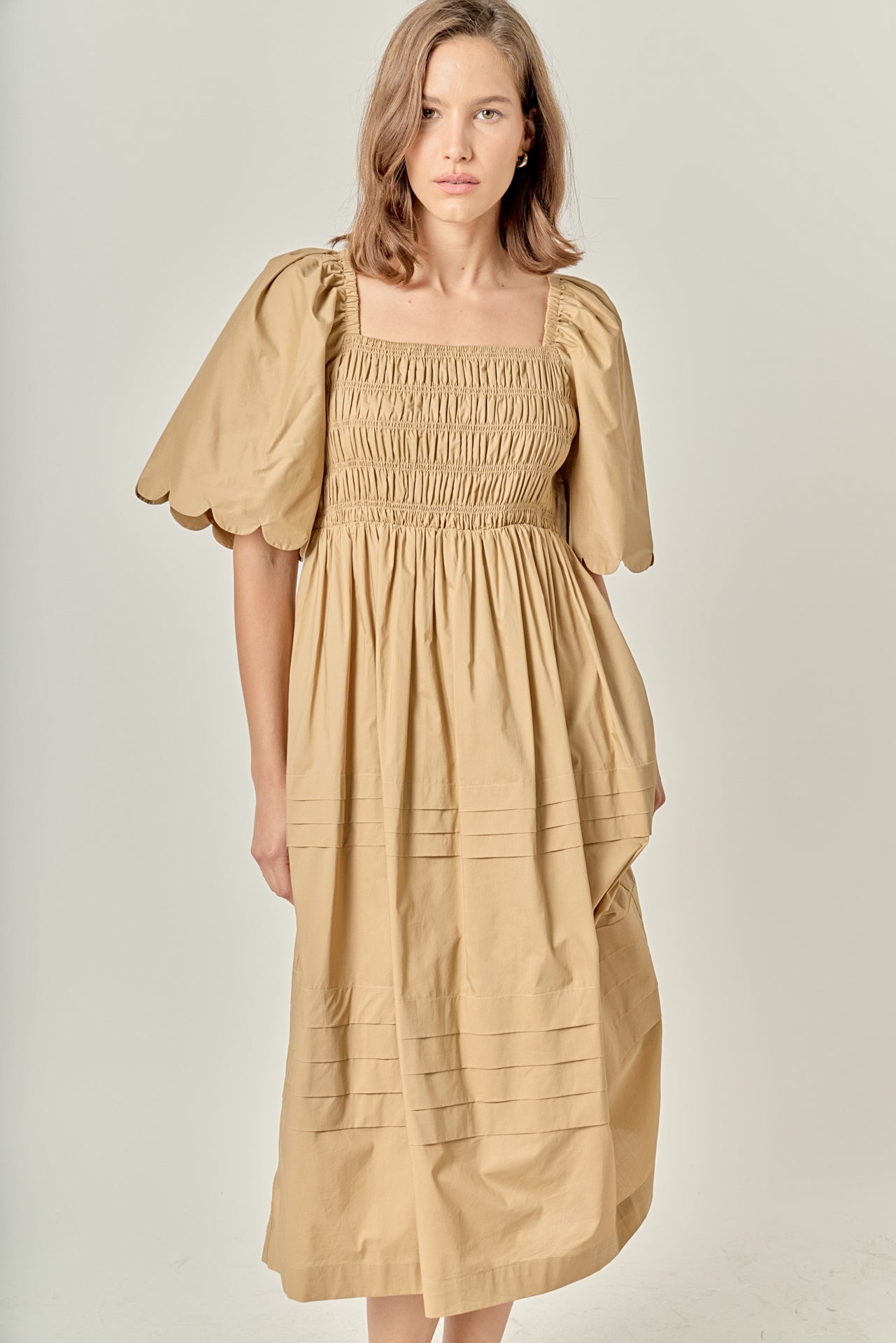 ENGLISH FACTORY - Scallop Detail Midi Dress - DRESSES available at Objectrare