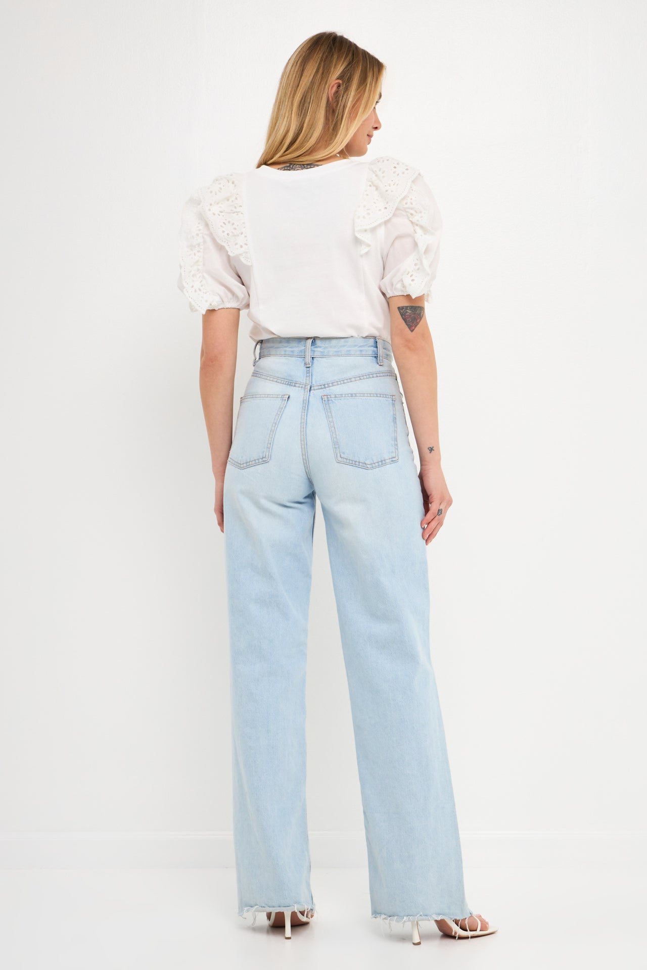 ENGLISH FACTORY - Lace Ruffle Detail Knit Top - TOPS available at Objectrare