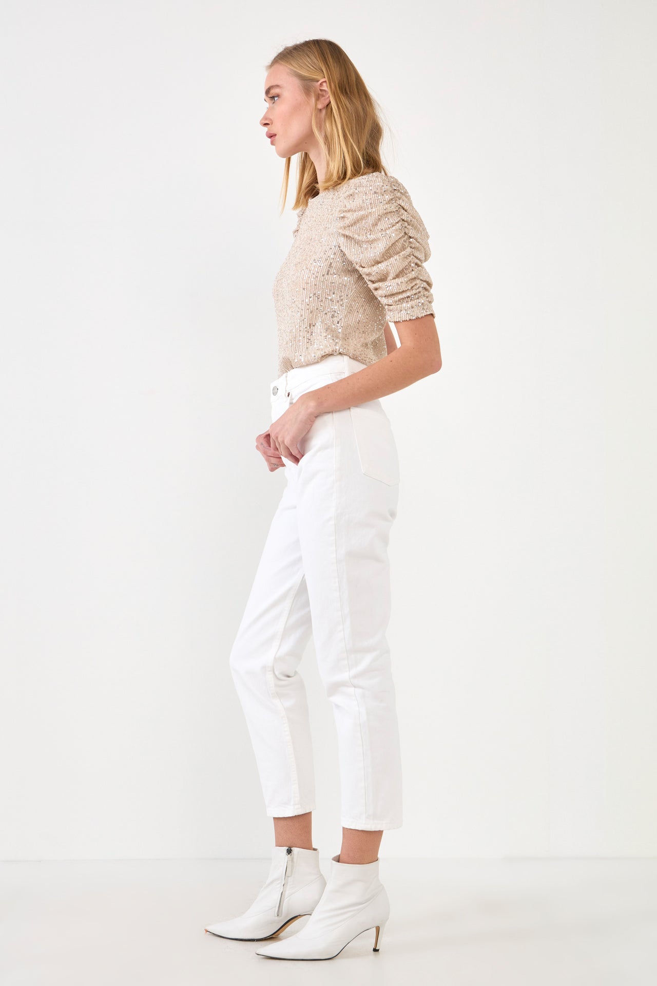 ENDLESS ROSE - Sequin Shirred Sleeve Top - TOPS available at Objectrare