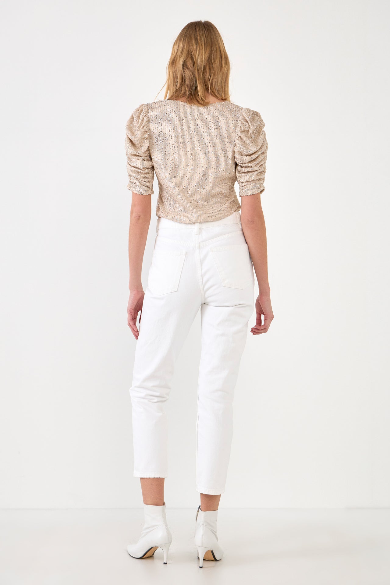 ENDLESS ROSE - Sequin Shirred Sleeve Top - TOPS available at Objectrare