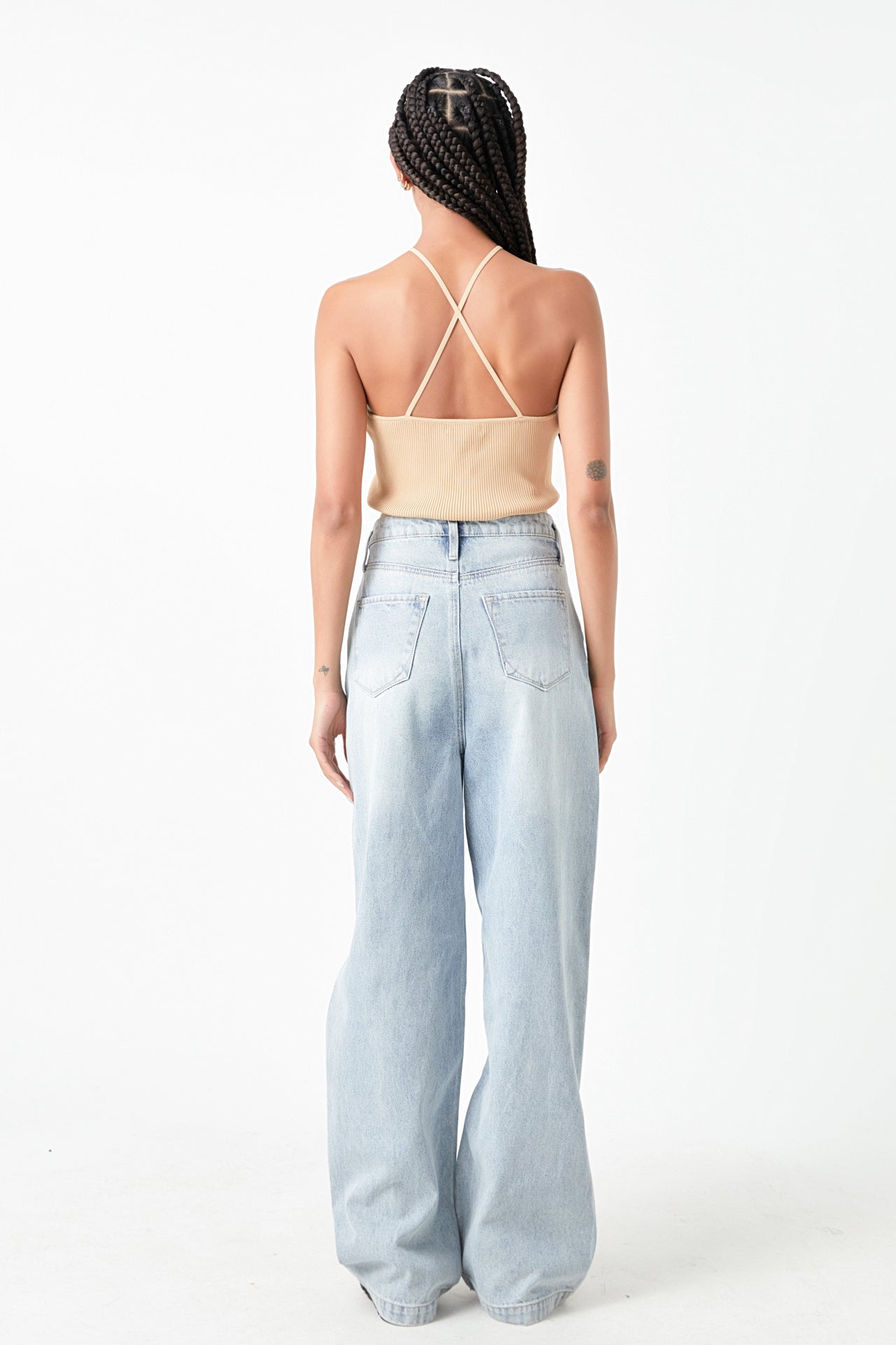 GREY LAB - Crossover Skinny Rib Knit Top - TOPS available at Objectrare