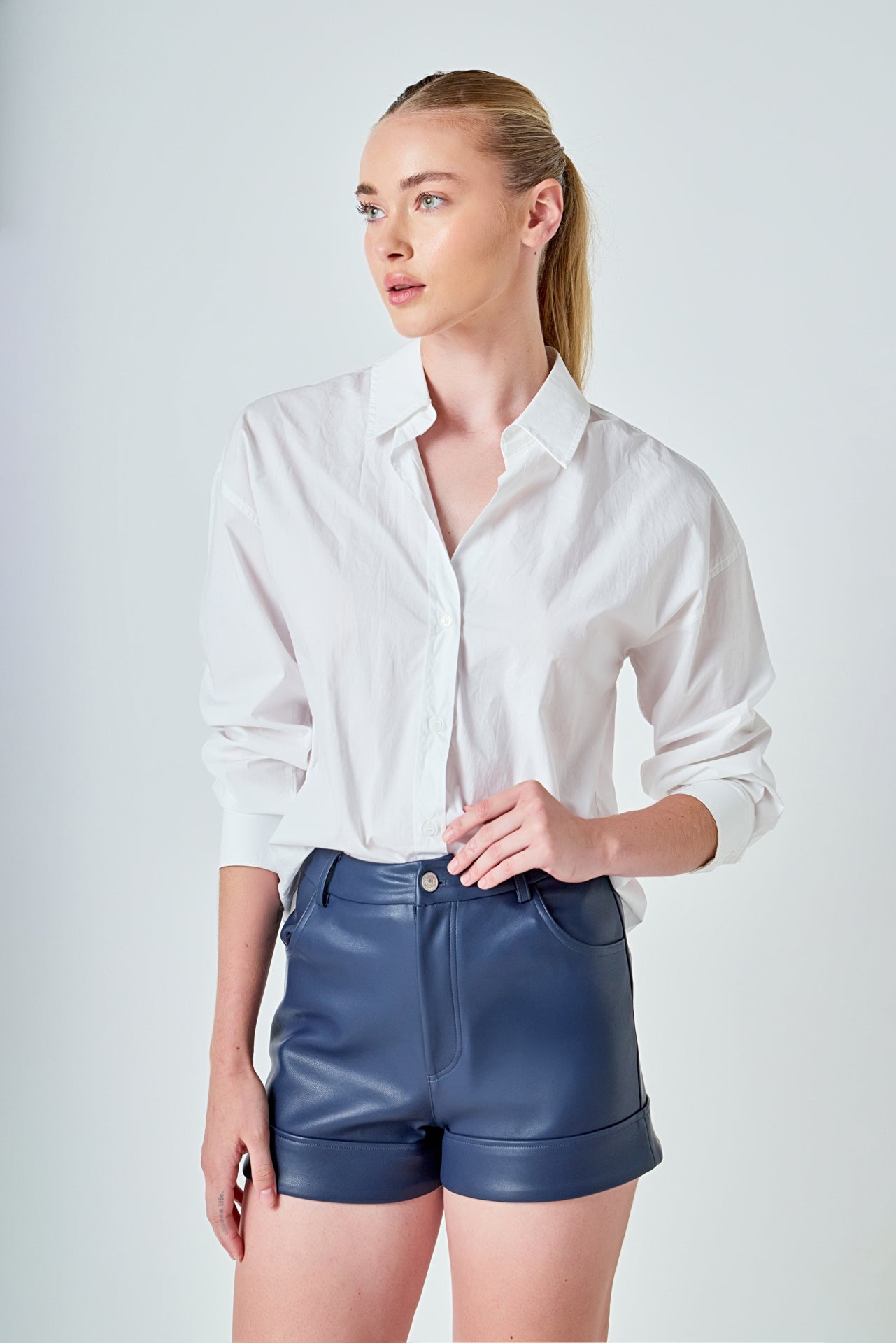 ENDLESS ROSE - Faux Leather Shorts - SHORTS available at Objectrare
