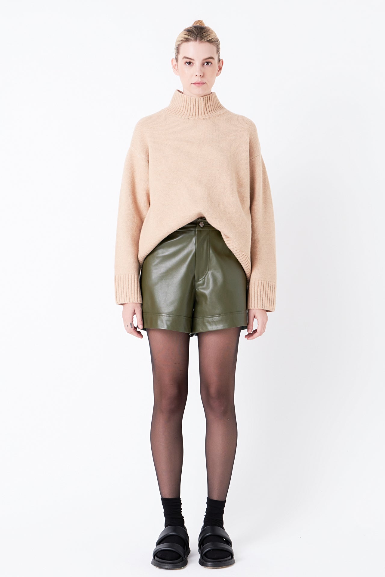 GREY LAB - Pu Shorts - SHORTS available at Objectrare