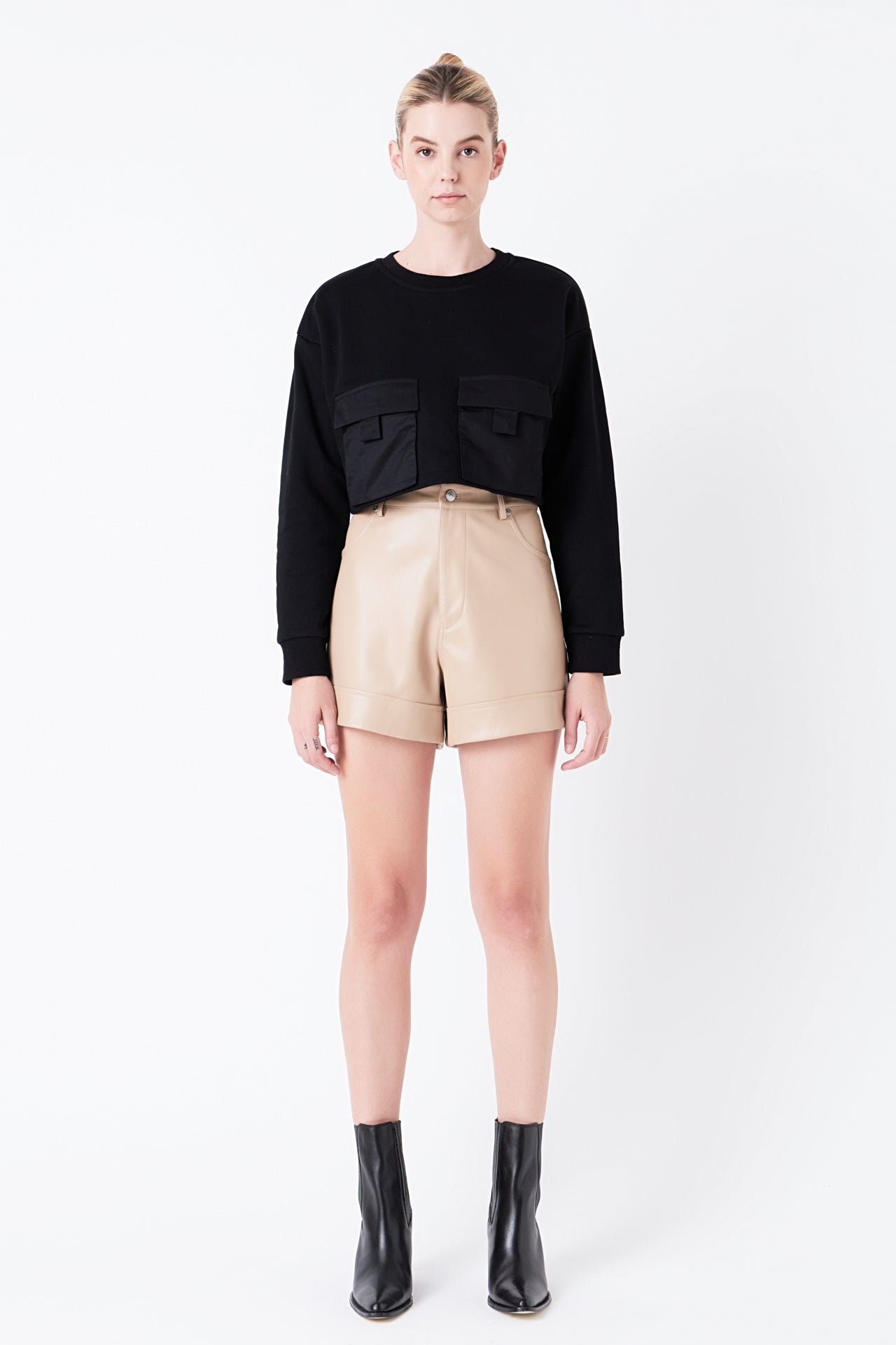 GREY LAB - Pu Shorts - SHORTS available at Objectrare