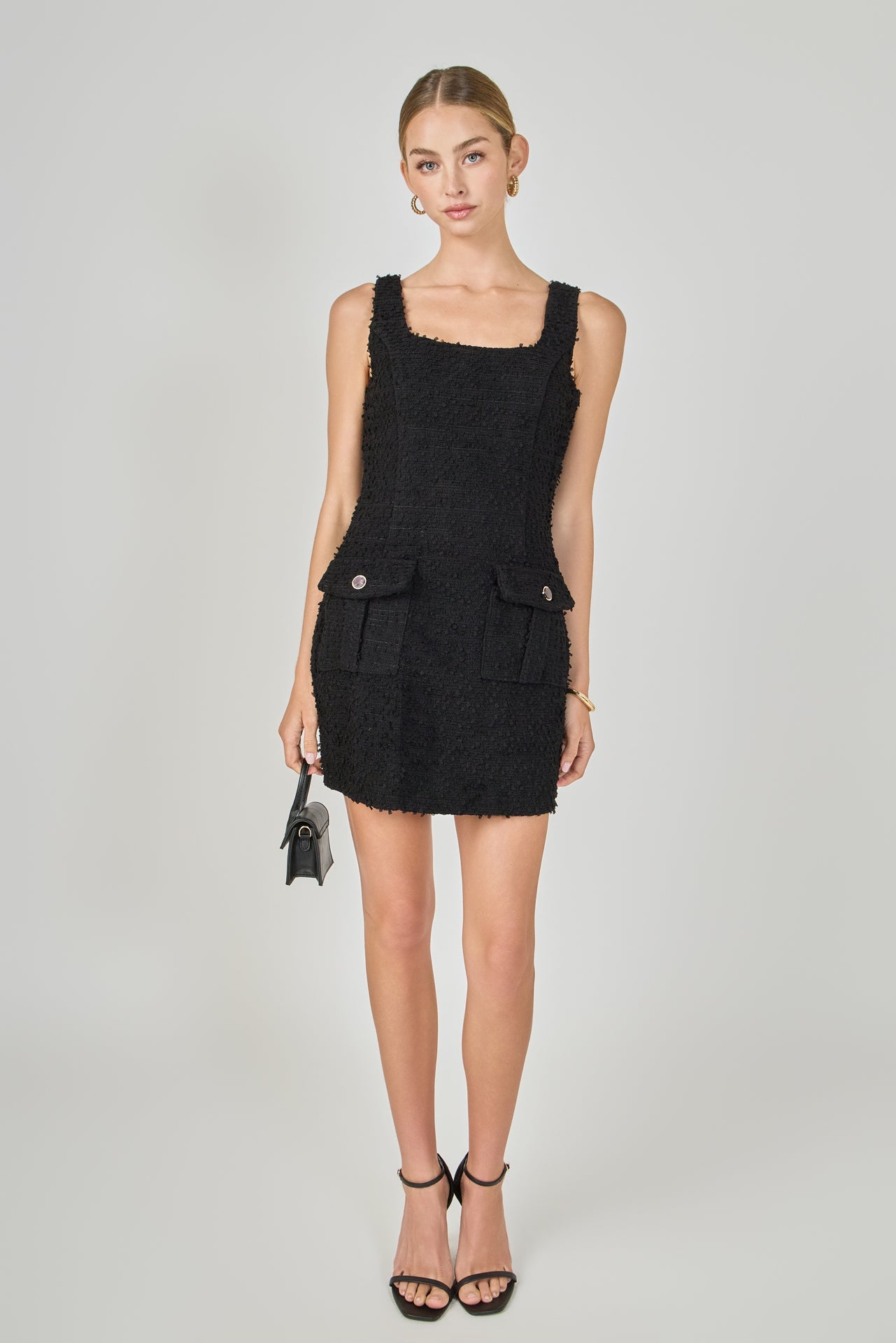 black tweed mini dress Endless Rose HH2024 A delightful Belt Size (refer to sizing instructions below):50 Missacc Steel Grey Bridesmaid