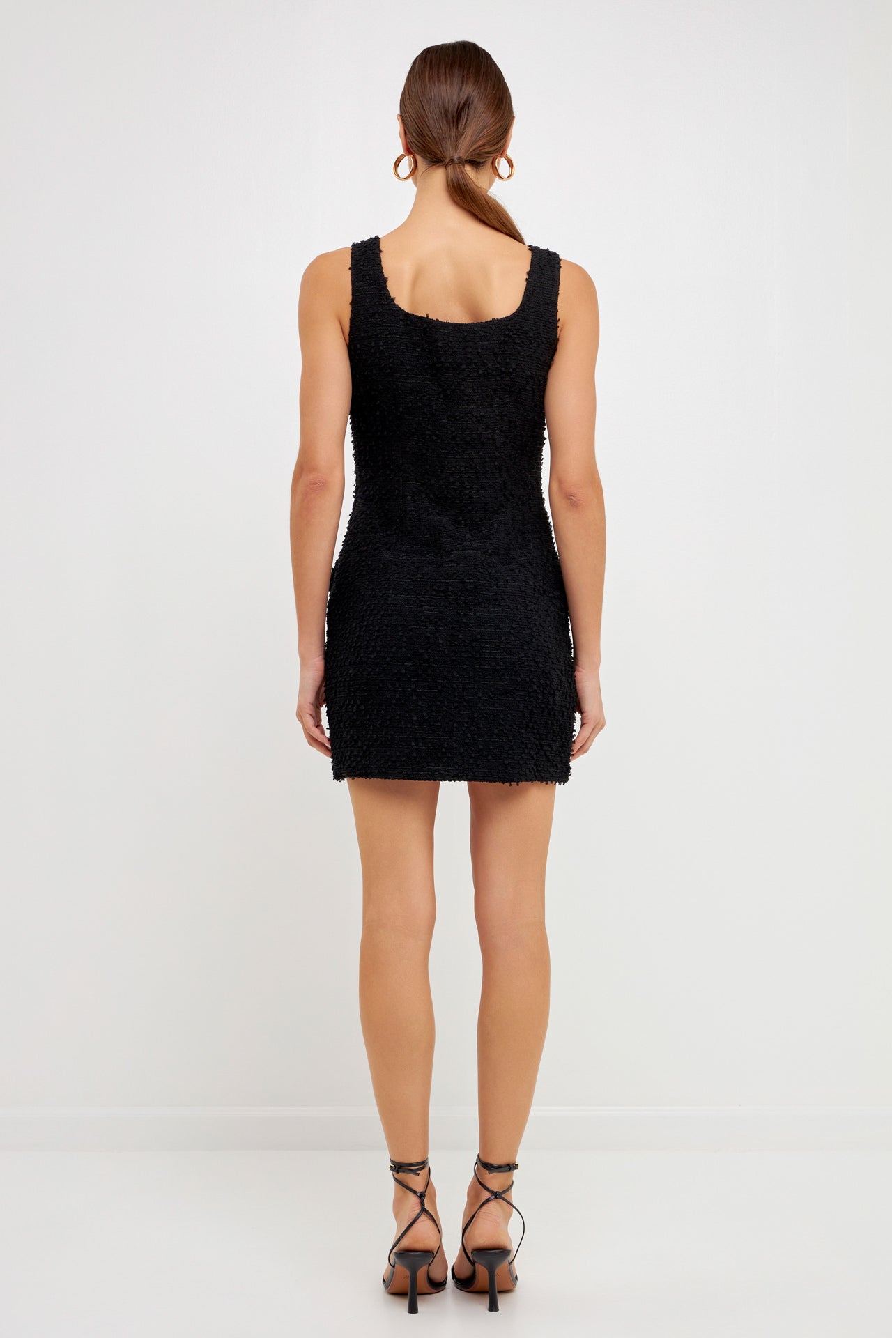 ENDLESS ROSE - Square Neck Tweed Mini Dress - DRESSES available at Objectrare