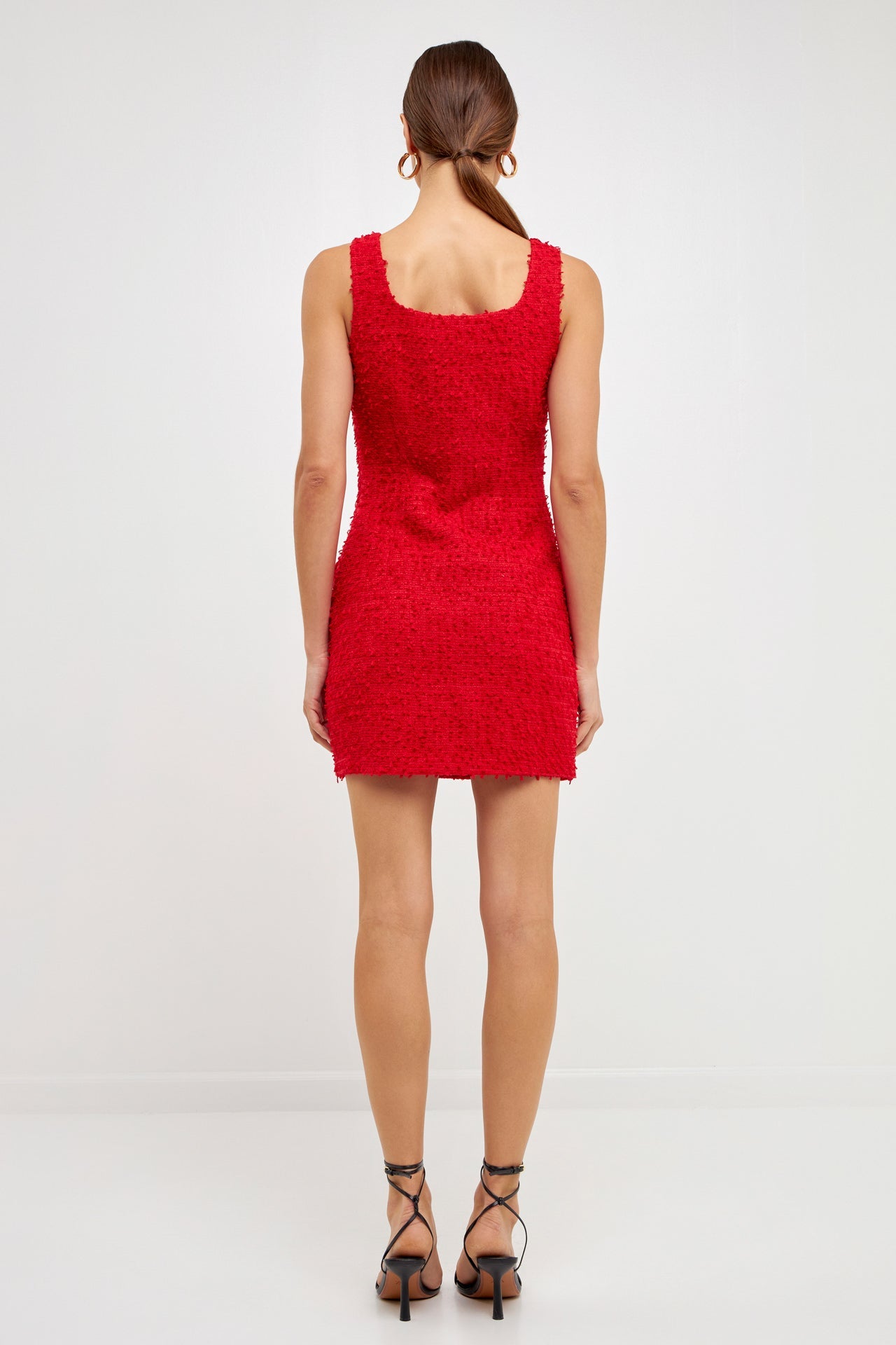 ENDLESS ROSE - Square Neck Tweed Mini Dress - DRESSES available at Objectrare
