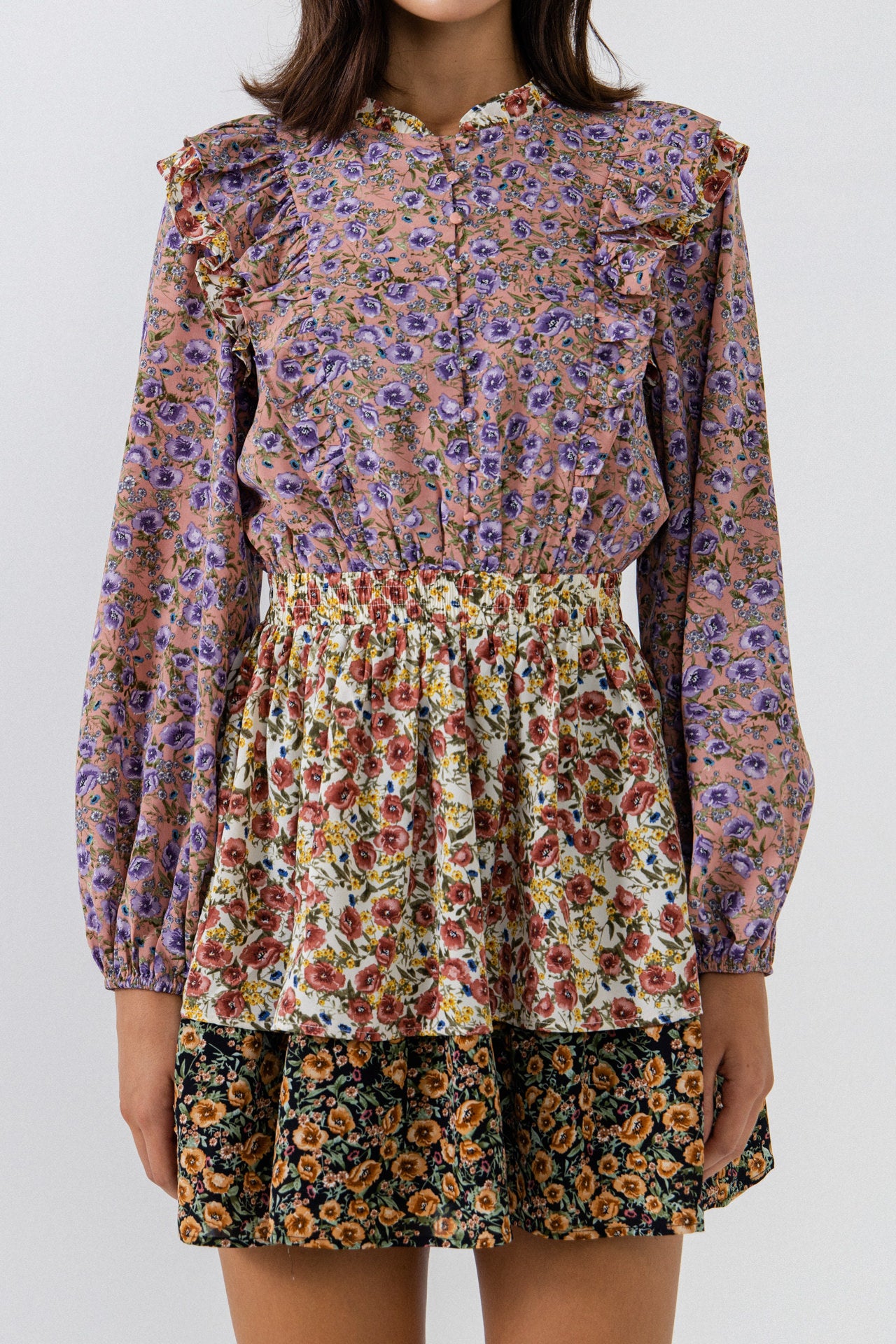 FREE THE ROSES - Floral Multi Color Mini Dress - DRESSES available at Objectrare
