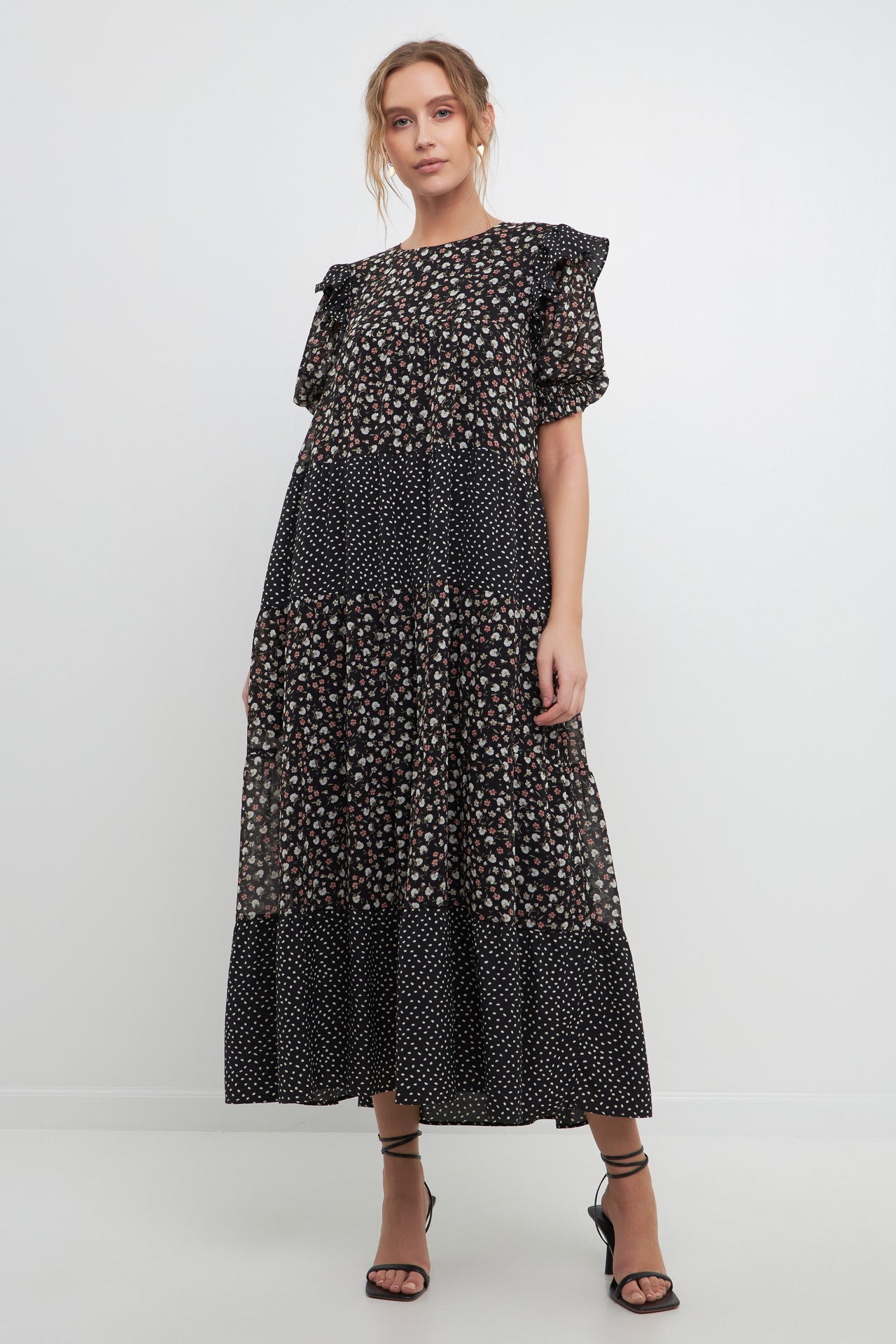 FREE THE ROSES - Floral & Dot Print Maxi Dress - DRESSES available at Objectrare