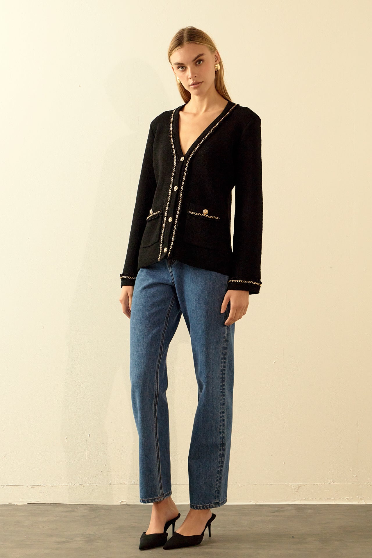 ENDLESS ROSE - Chain Trim Cardigan - SWEATERS & KNITS available at Objectrare