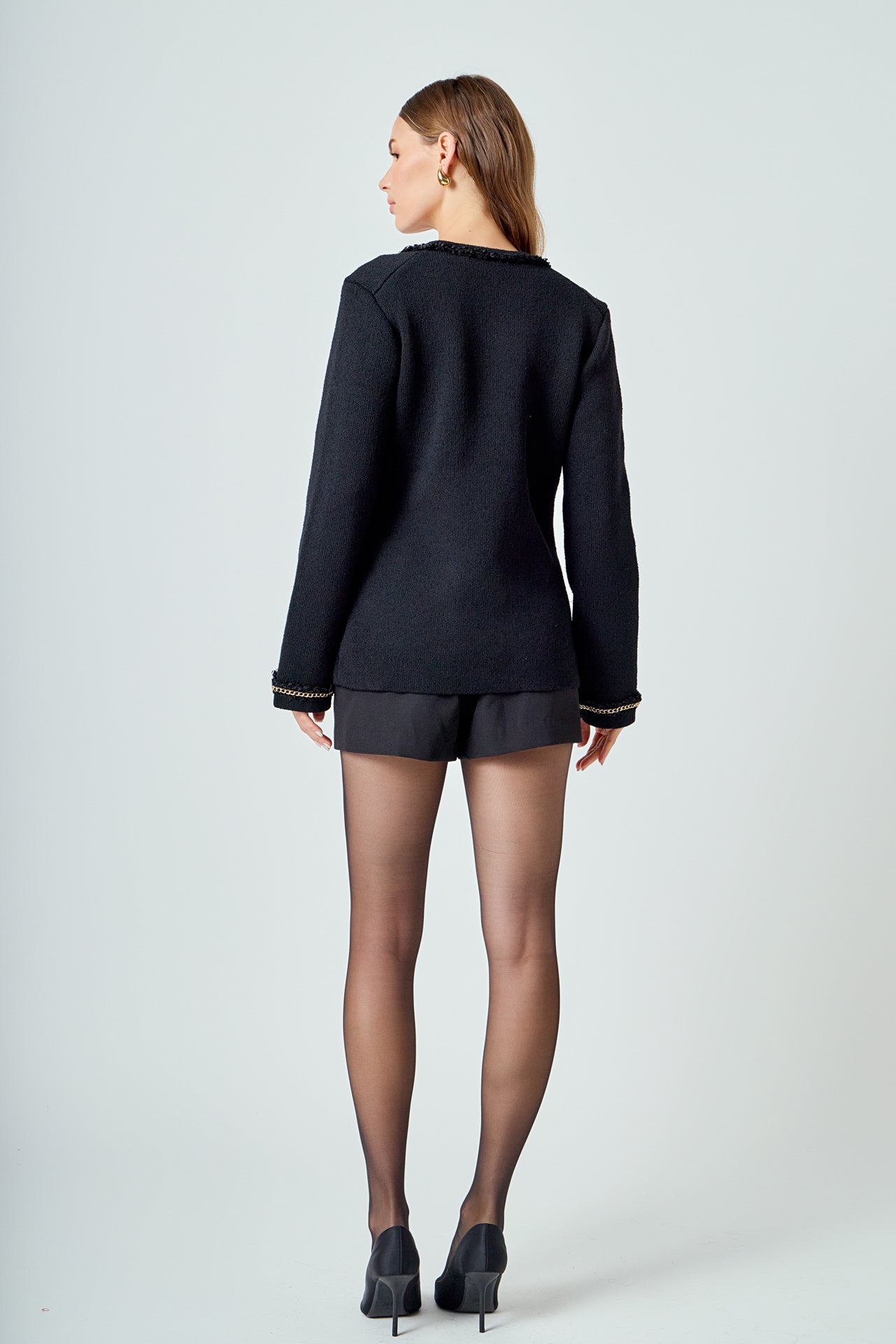 ENDLESS ROSE - Chain Trim Cardigan - SWEATERS & KNITS available at Objectrare