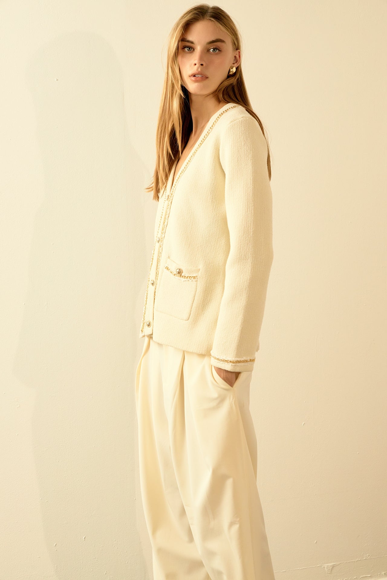 ENDLESS ROSE - Chain Trim Cardigan - SWEATERS & KNITS available at Objectrare