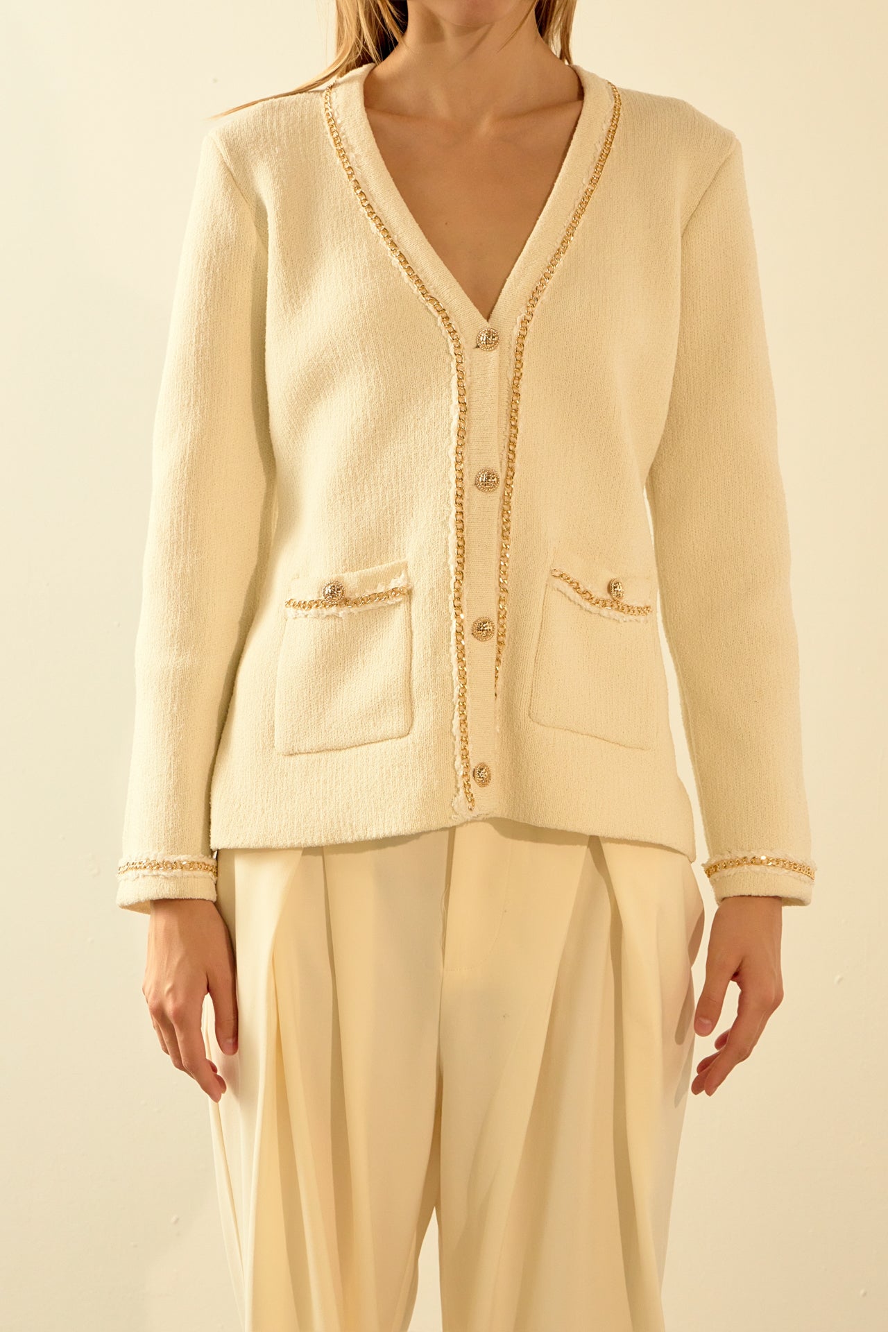 ENDLESS ROSE - Chain Trim Cardigan - SWEATERS & KNITS available at Objectrare