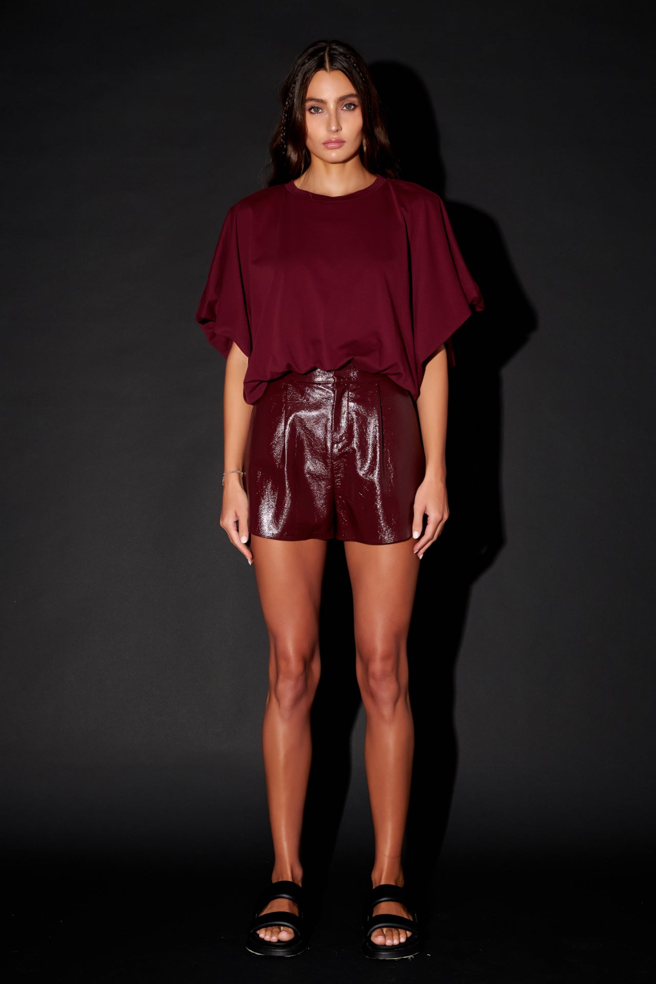 High-Waisted Faux Leather Shorts