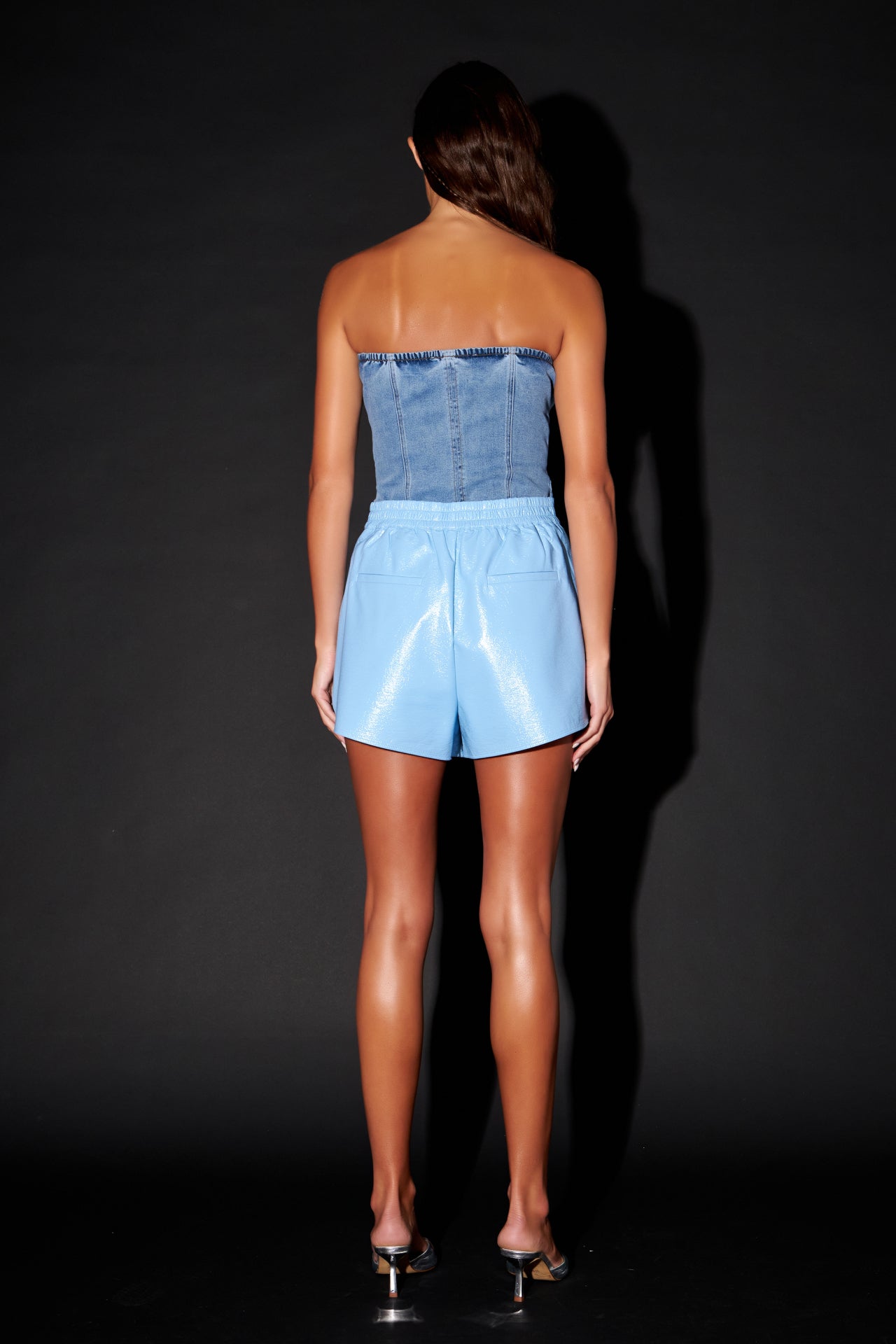 GREY LAB - High-Waisted Faux Leather Shorts - SHORTS available at Objectrare
