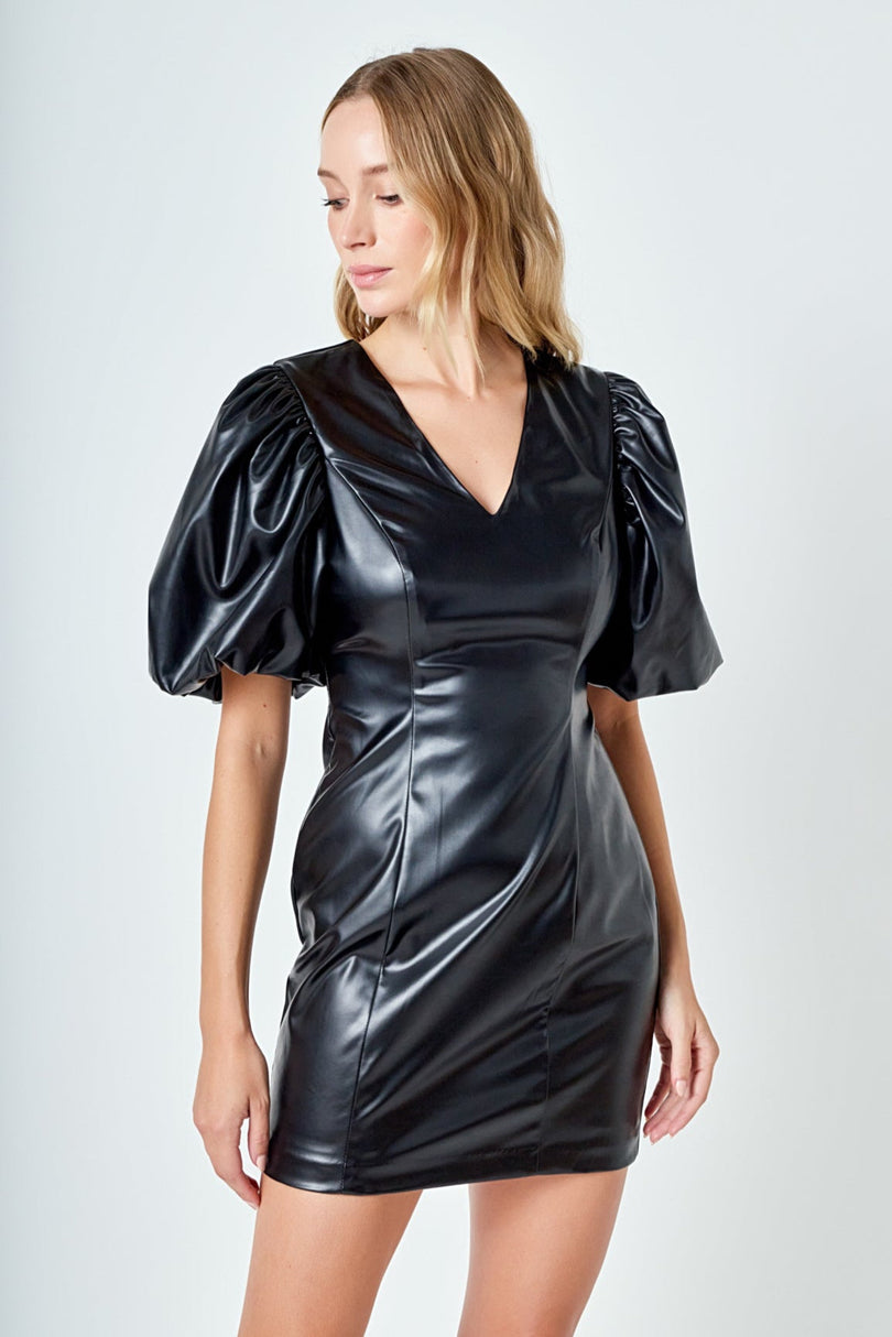 ENDLESS ROSE - PU Fitted Mini Dress - DRESSES available at Objectrare