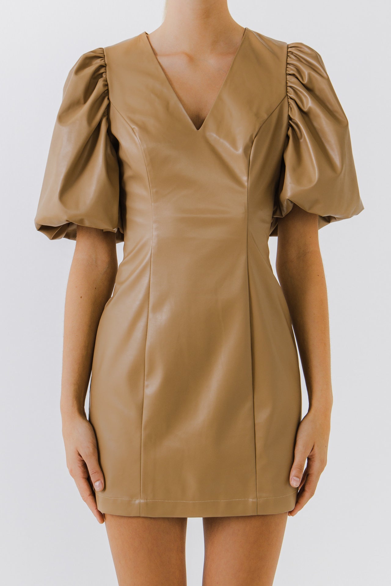 ENDLESS ROSE - PU Fitted Mini Dress - DRESSES available at Objectrare