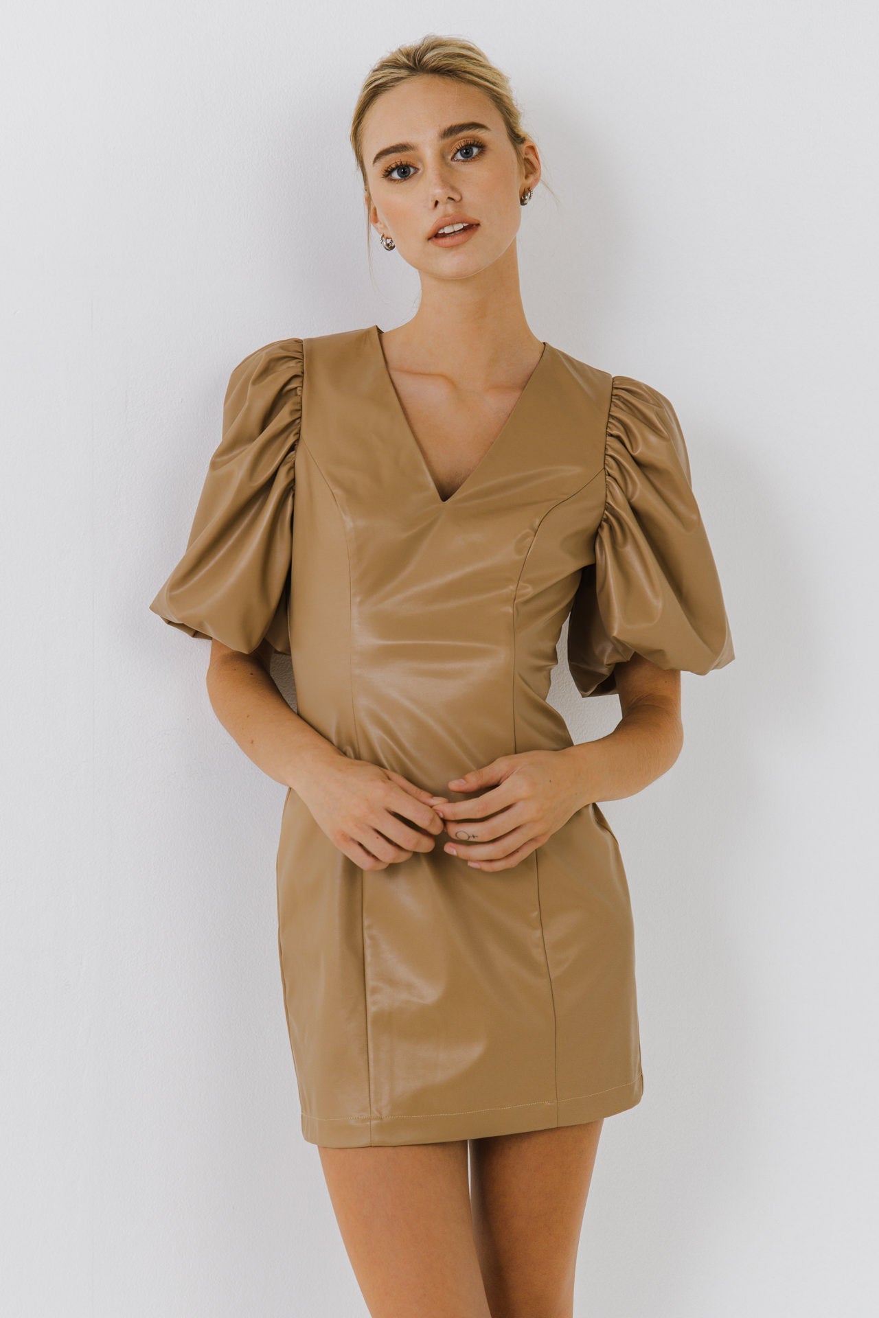 ENDLESS ROSE - PU Fitted Mini Dress - DRESSES available at Objectrare