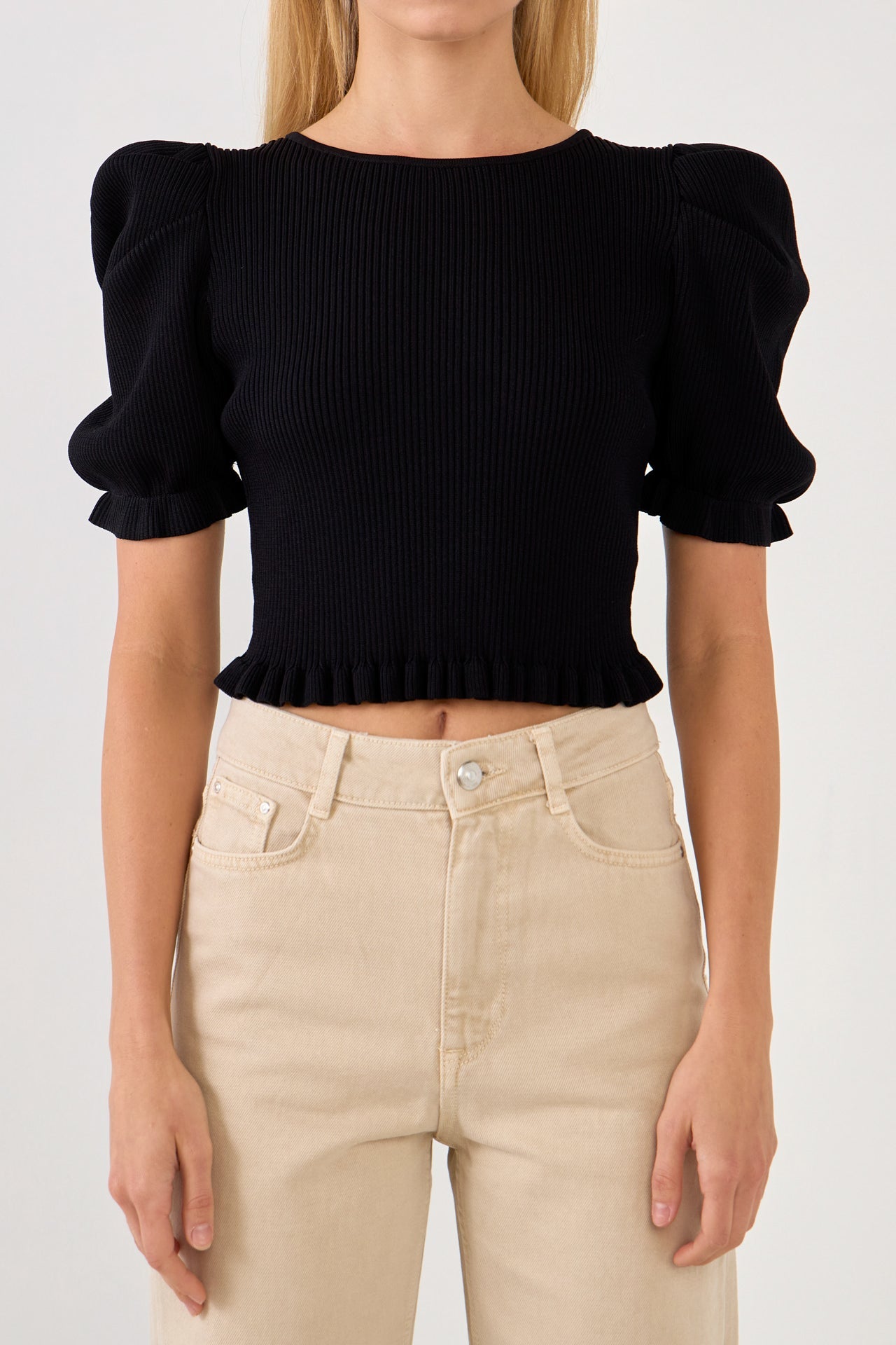 ENDLESS ROSE - Back Tied Straps Knit Top - TOPS available at Objectrare